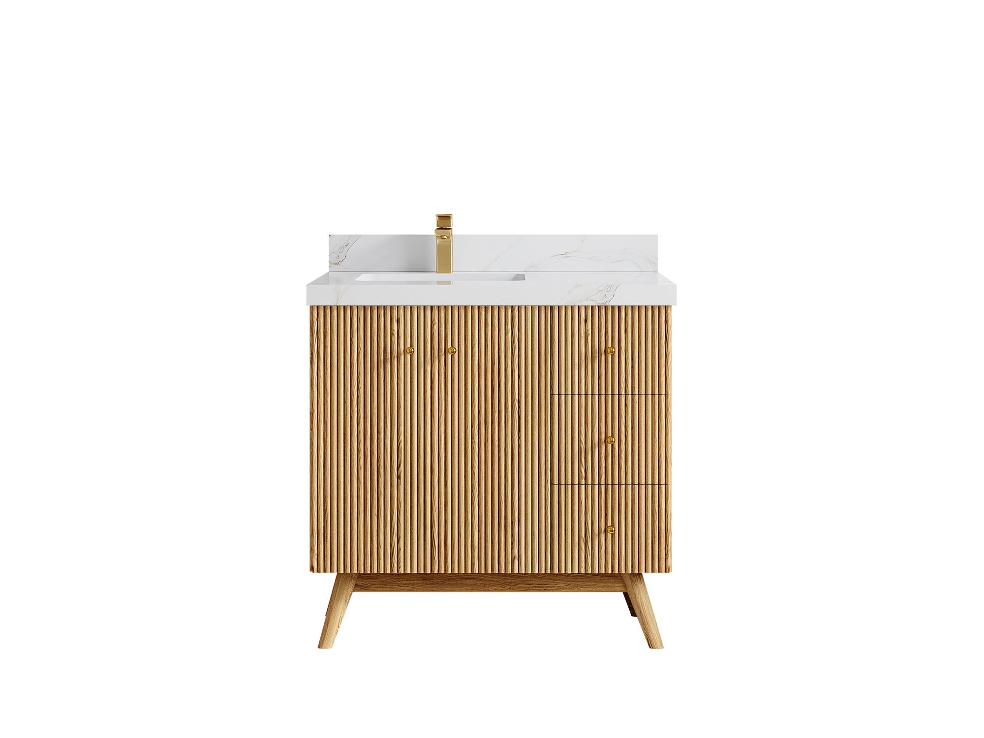 Pasadena White Oak 36 in. W x 22 in. D Left Offset Sink Bathroom Vanity - Willow Bath and Vanity