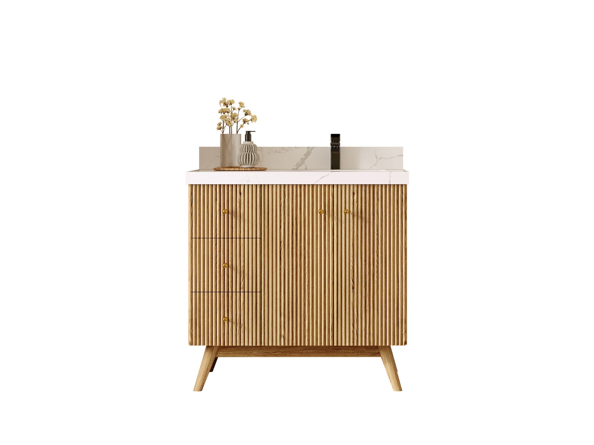 Pasadena White Oak 36 in. W x 22 in. D Right Offset Sink Bathroom Vanity - Willow Bath and Vanity