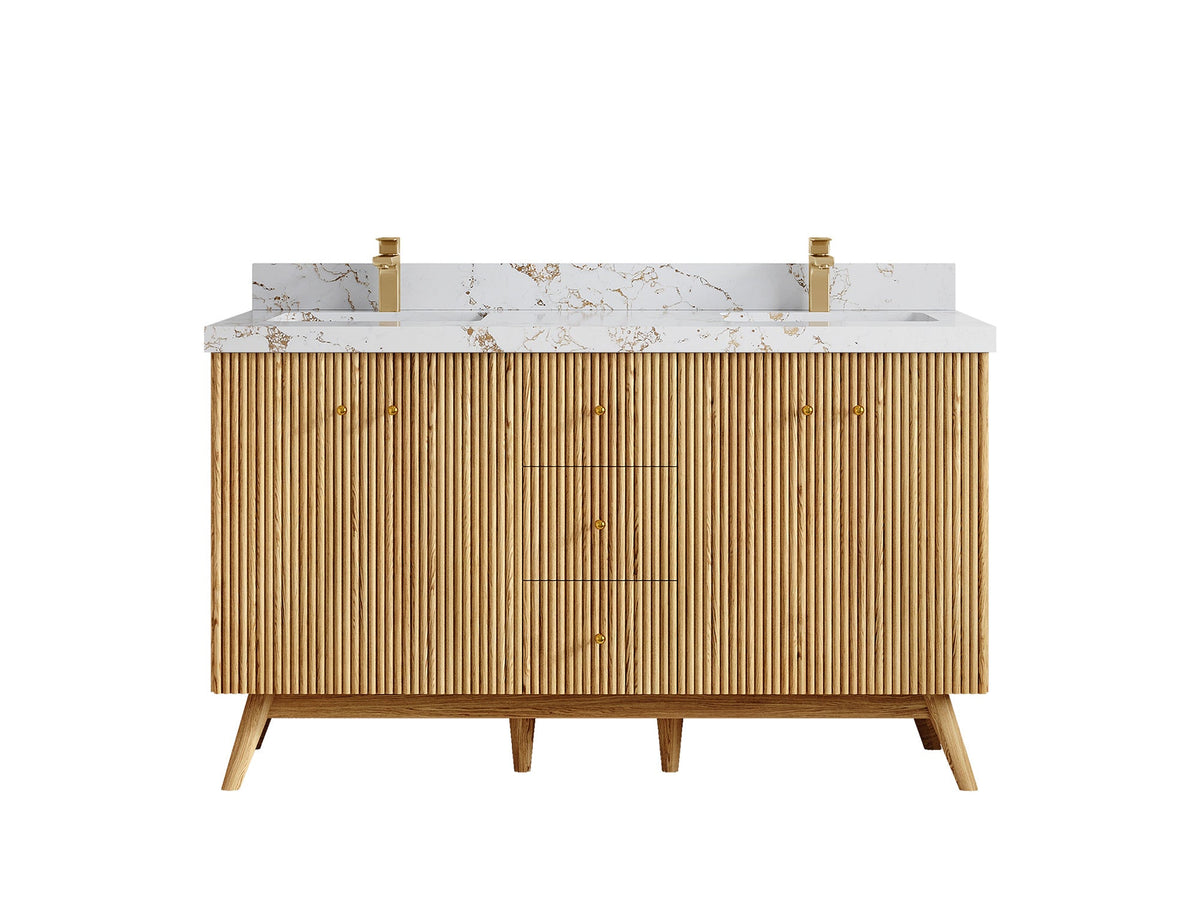 Pasadena White Oak 60 in. W x 22 in. D Double Sink Bathroom Vanity - Willow Bath and Vanity