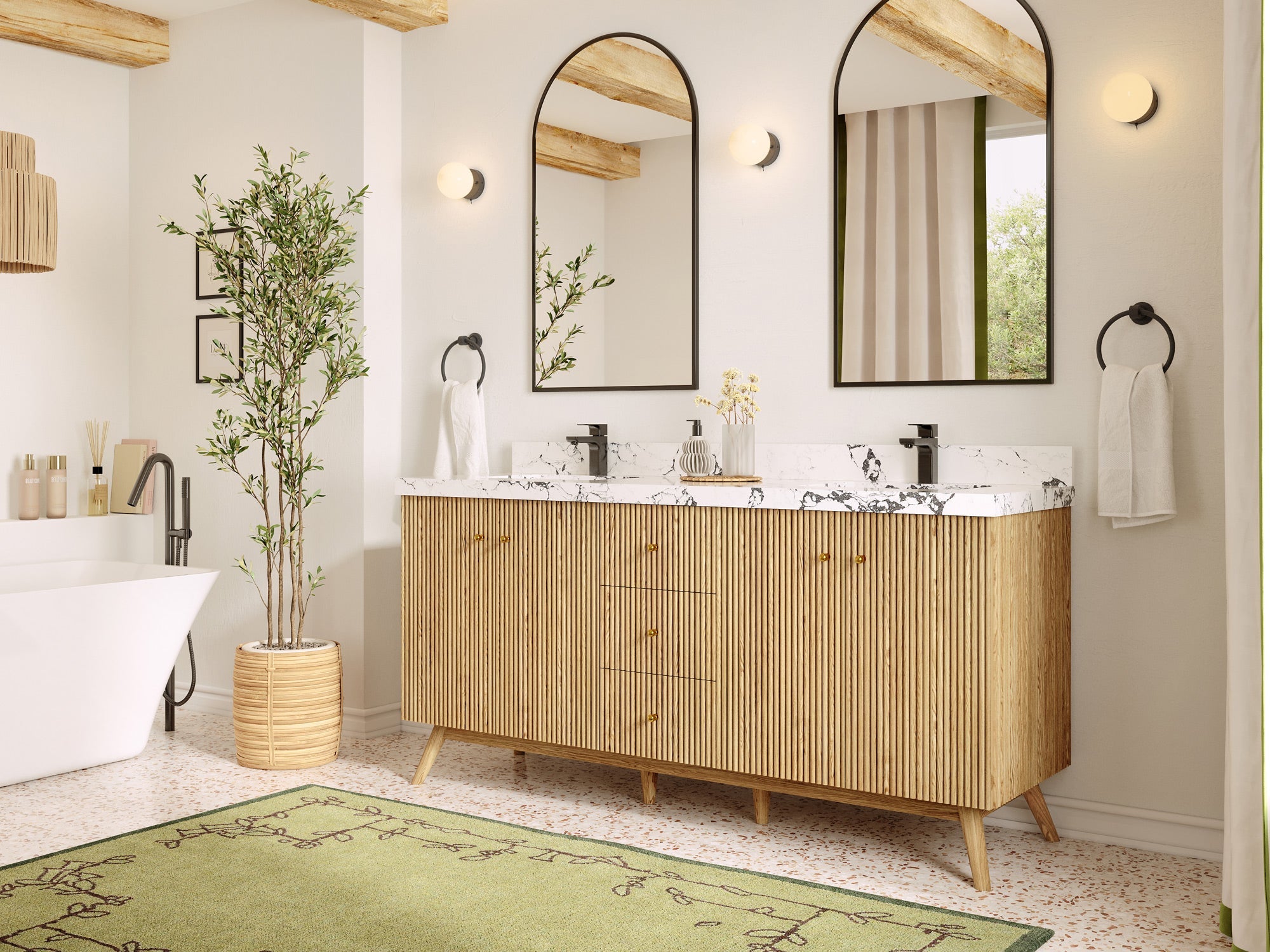 Pasadena White Oak 72 in. W x 22 in. D Double Sink Bathroom Vanity - Willow Bath and Vanity