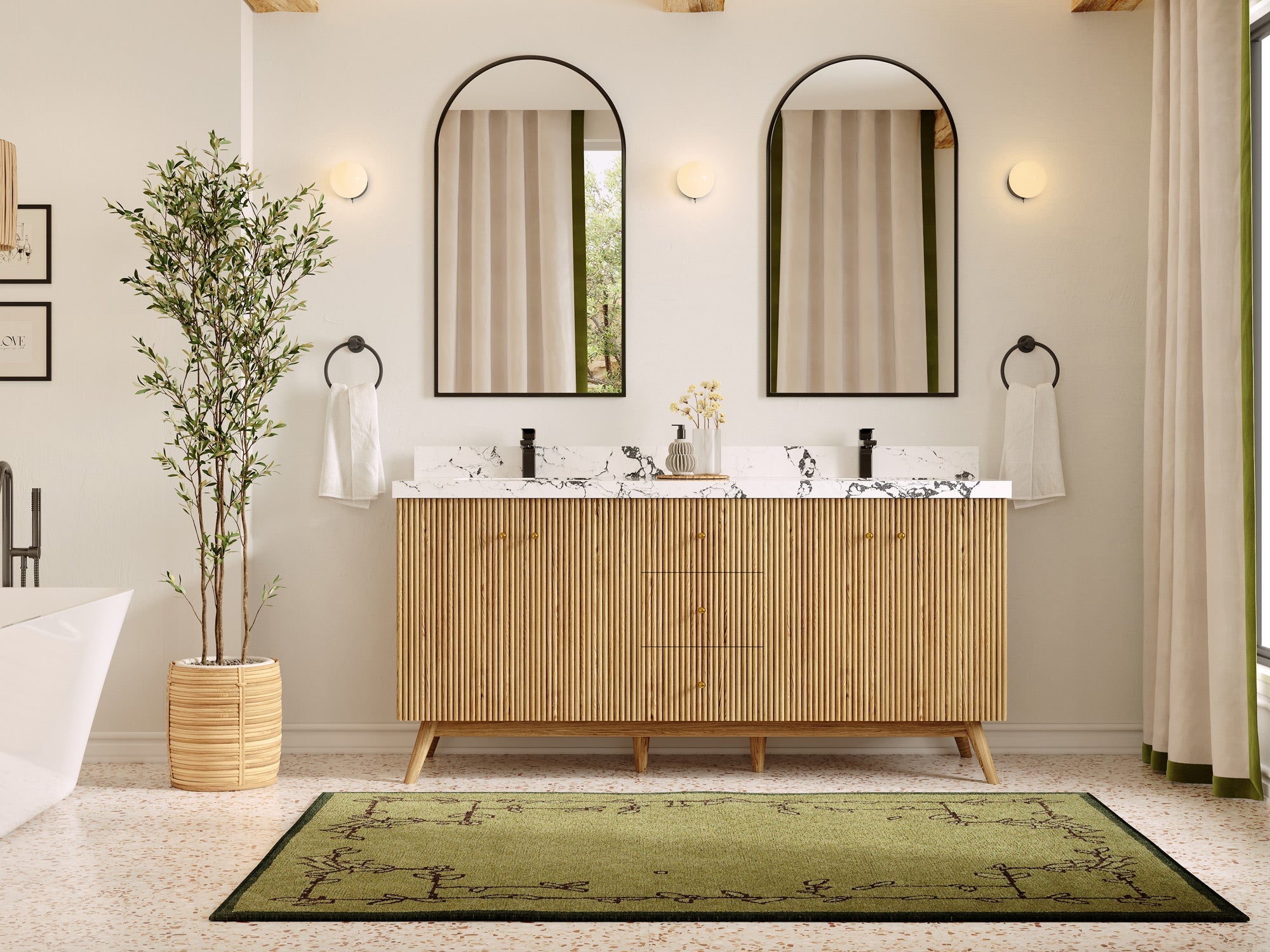 Pasadena White Oak 72 in. W x 22 in. D Double Sink Bathroom Vanity - Willow Bath and Vanity
