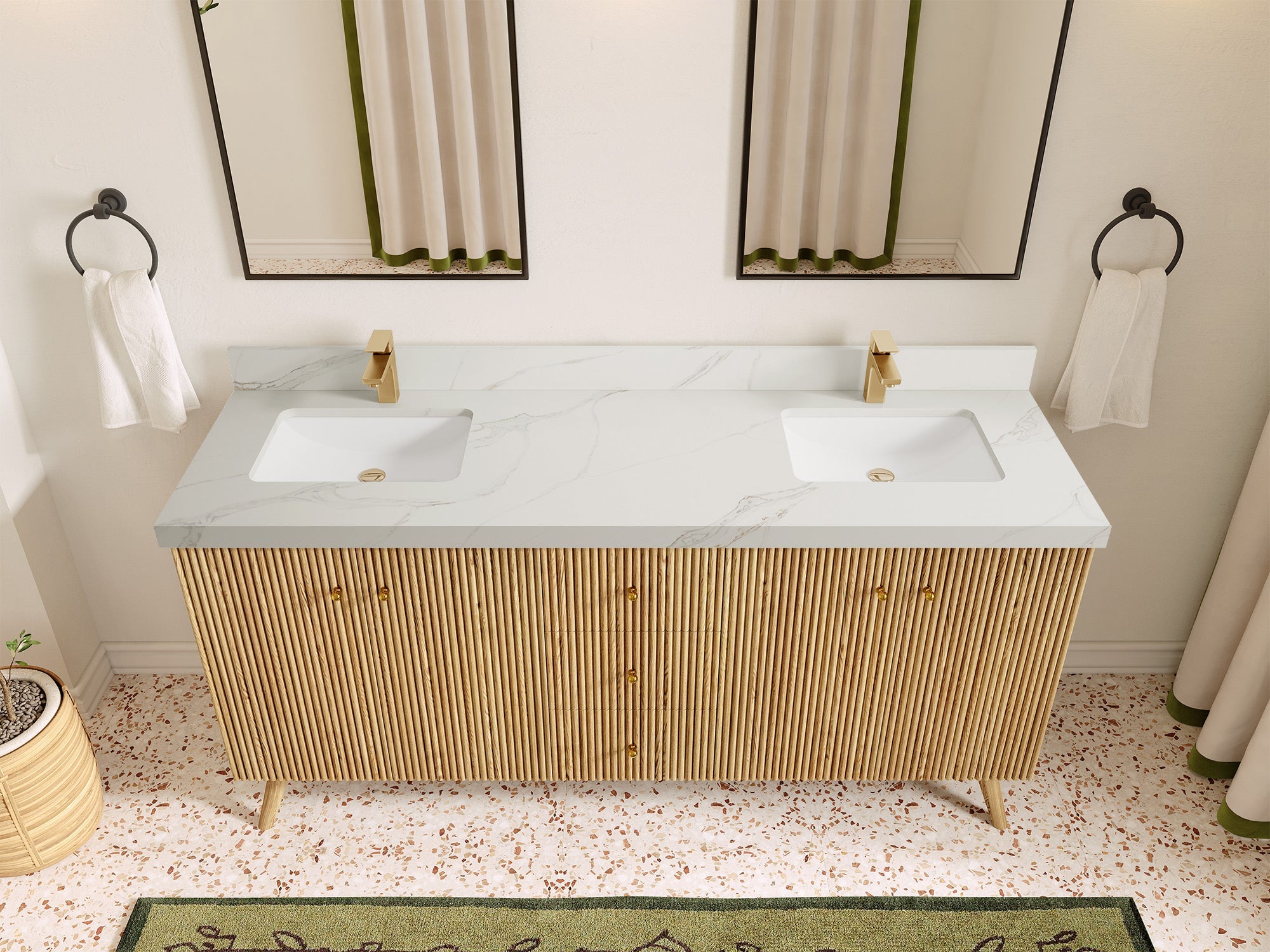 Pasadena White Oak 72 in. W x 22 in. D Double Sink Bathroom Vanity - Willow Bath and Vanity