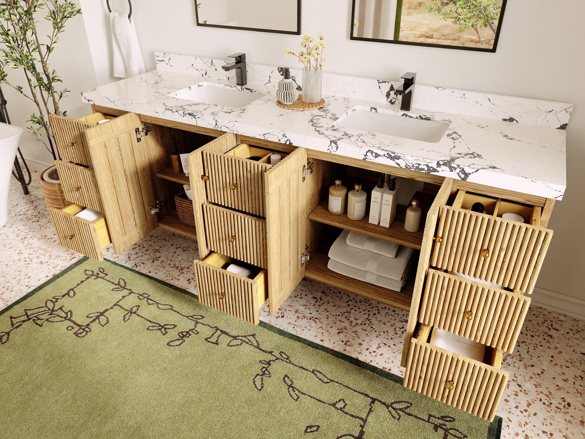 Pasadena White Oak 84 in. W x 22 in. D Double Sink Bathroom Vanity - Willow Bath and Vanity