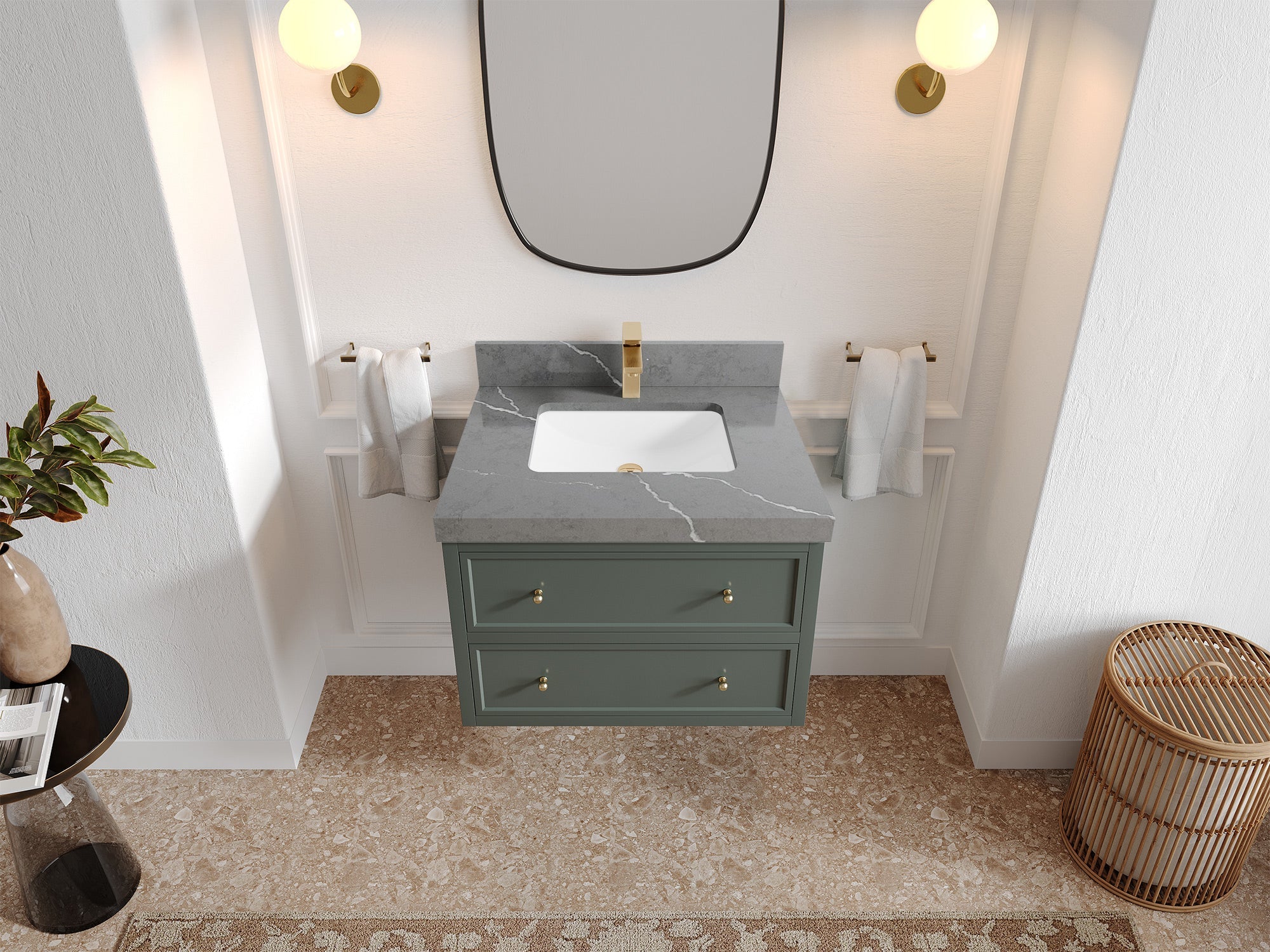 Roswell Floating 30 in. W x 22 in. D Single Sink Bathroom Vanity - Willow Bath and Vanity