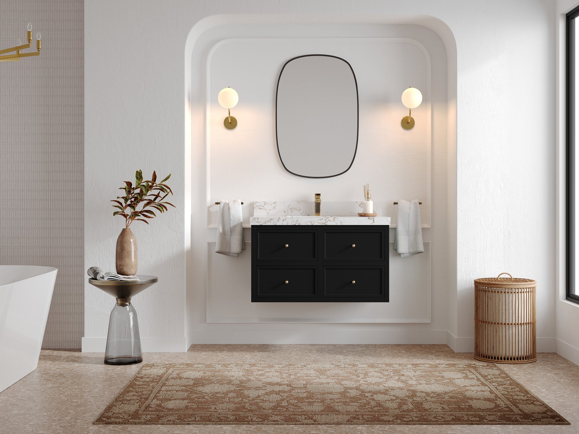 Roswell Floating 36 in. W x 22 in. D Center Sink Bathroom Vanity - Willow Bath and Vanity