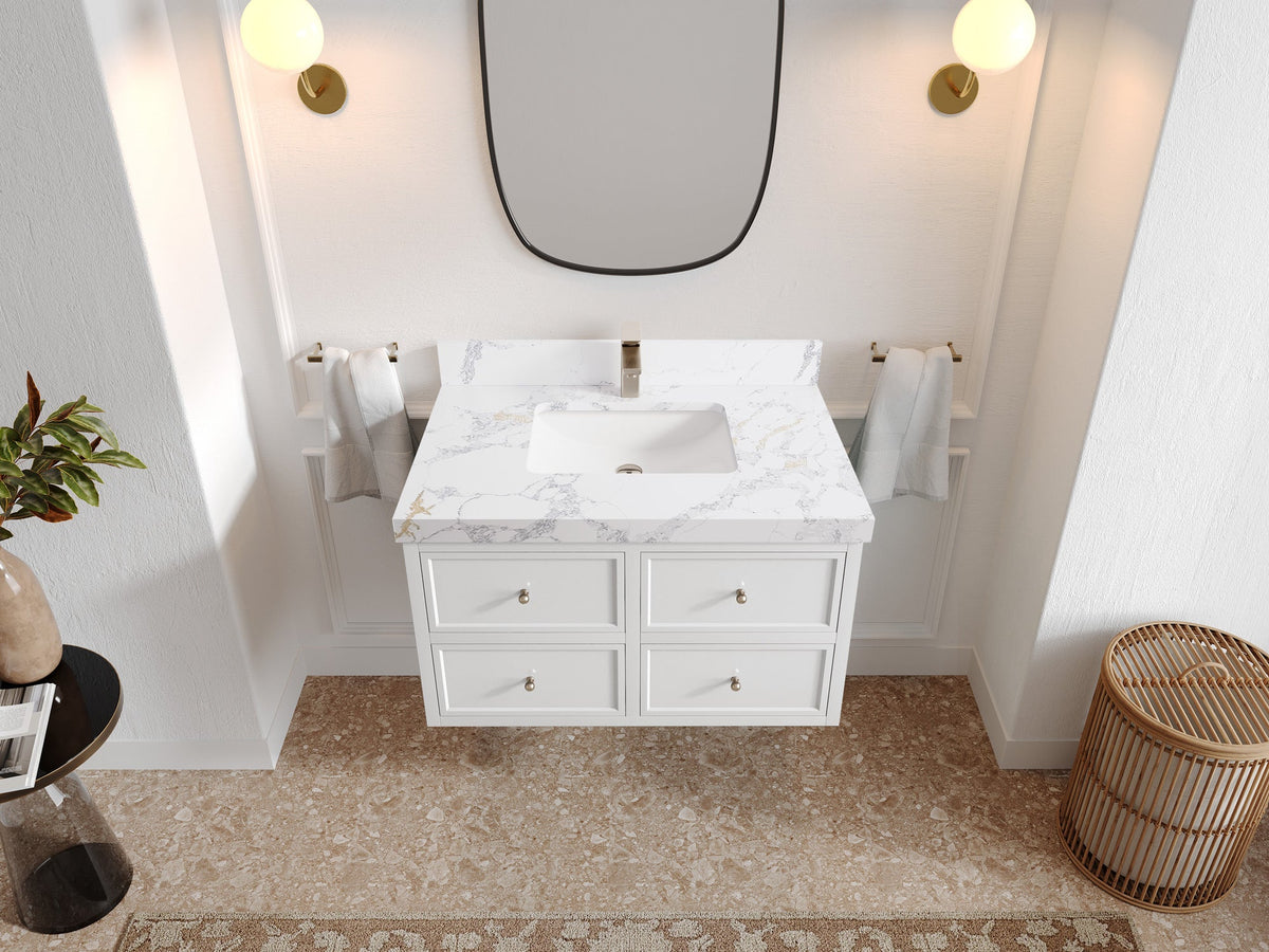Roswell Floating 36 in. W x 22 in. D Center Sink Bathroom Vanity - Willow Bath and Vanity