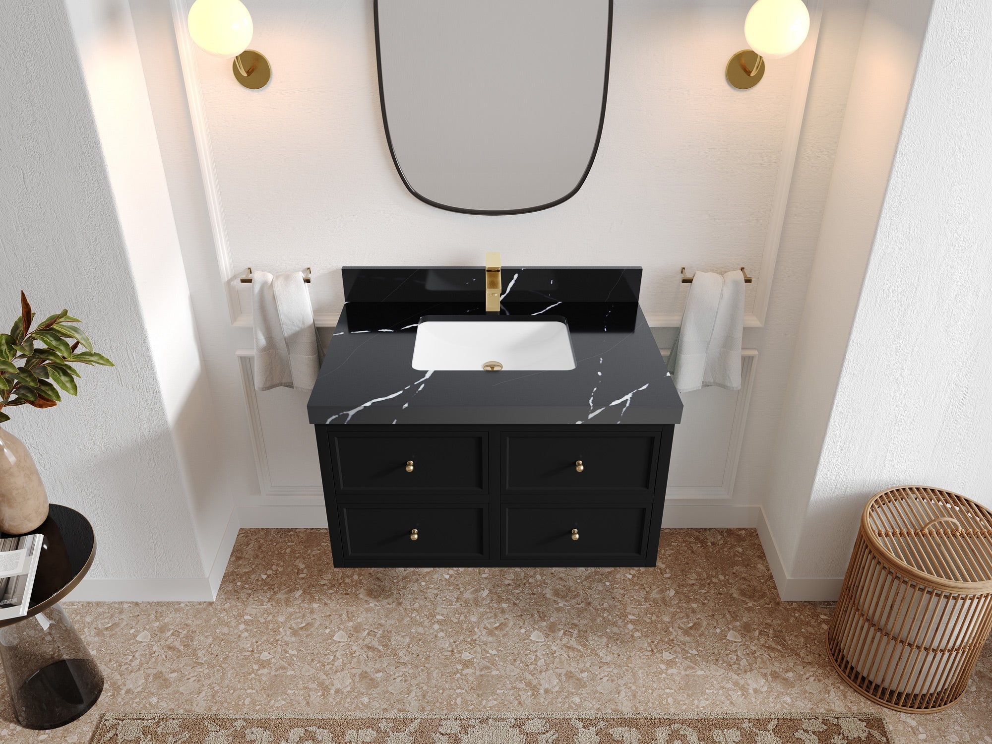 Roswell Floating 36 in. W x 22 in. D Center Sink Bathroom Vanity - Willow Bath and Vanity