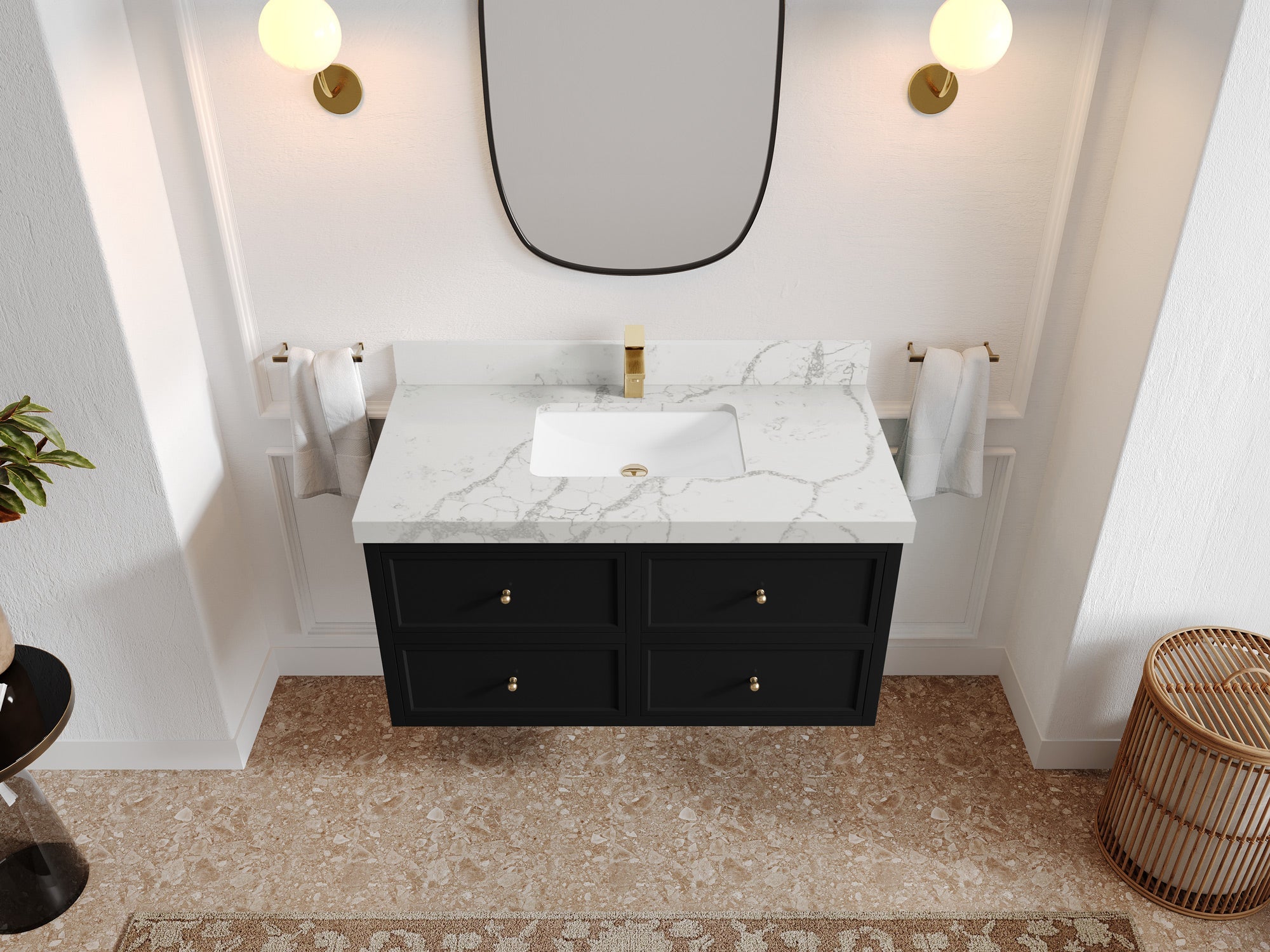Roswell Floating 42 in. W x 22 in. D Single Sink Bathroom Vanity - Willow Bath and Vanity