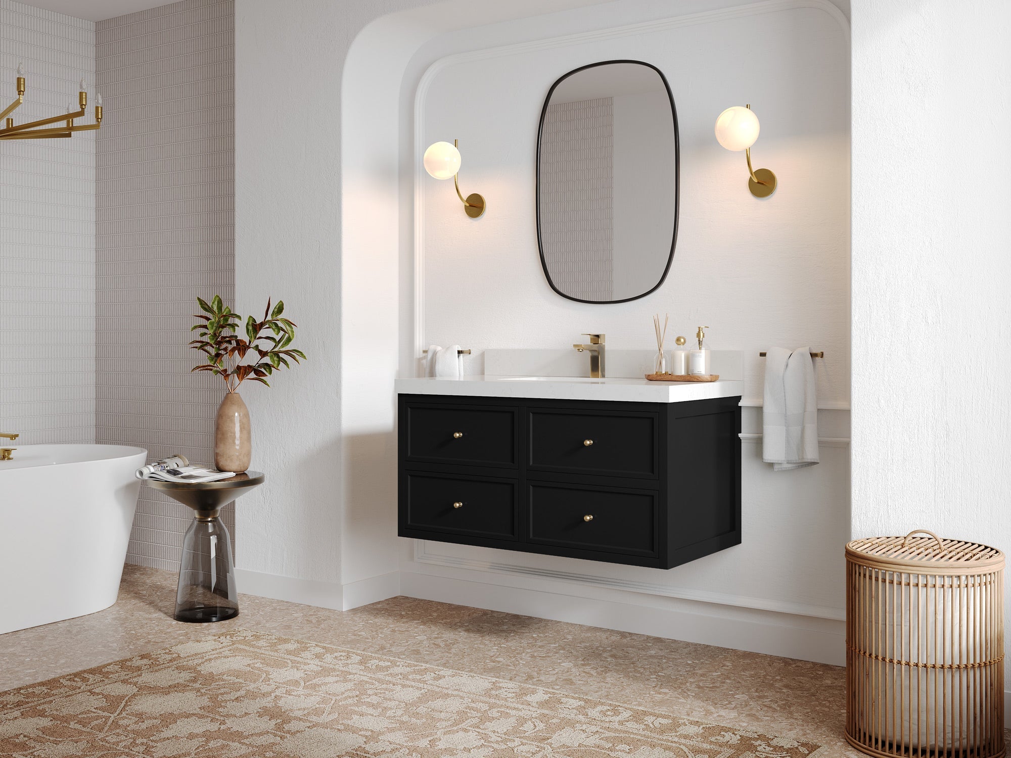 Roswell Floating 42 in. W x 22 in. D Single Sink Bathroom Vanity - Willow Bath and Vanity