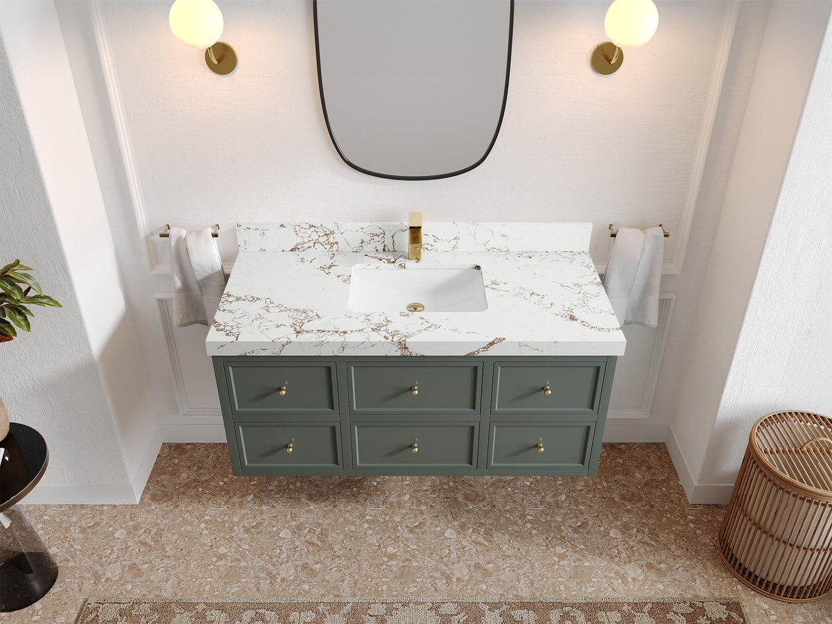 Roswell Floating 48 in. W x 22 in. D Single Sink Bathroom Vanity - Willow Bath and Vanity