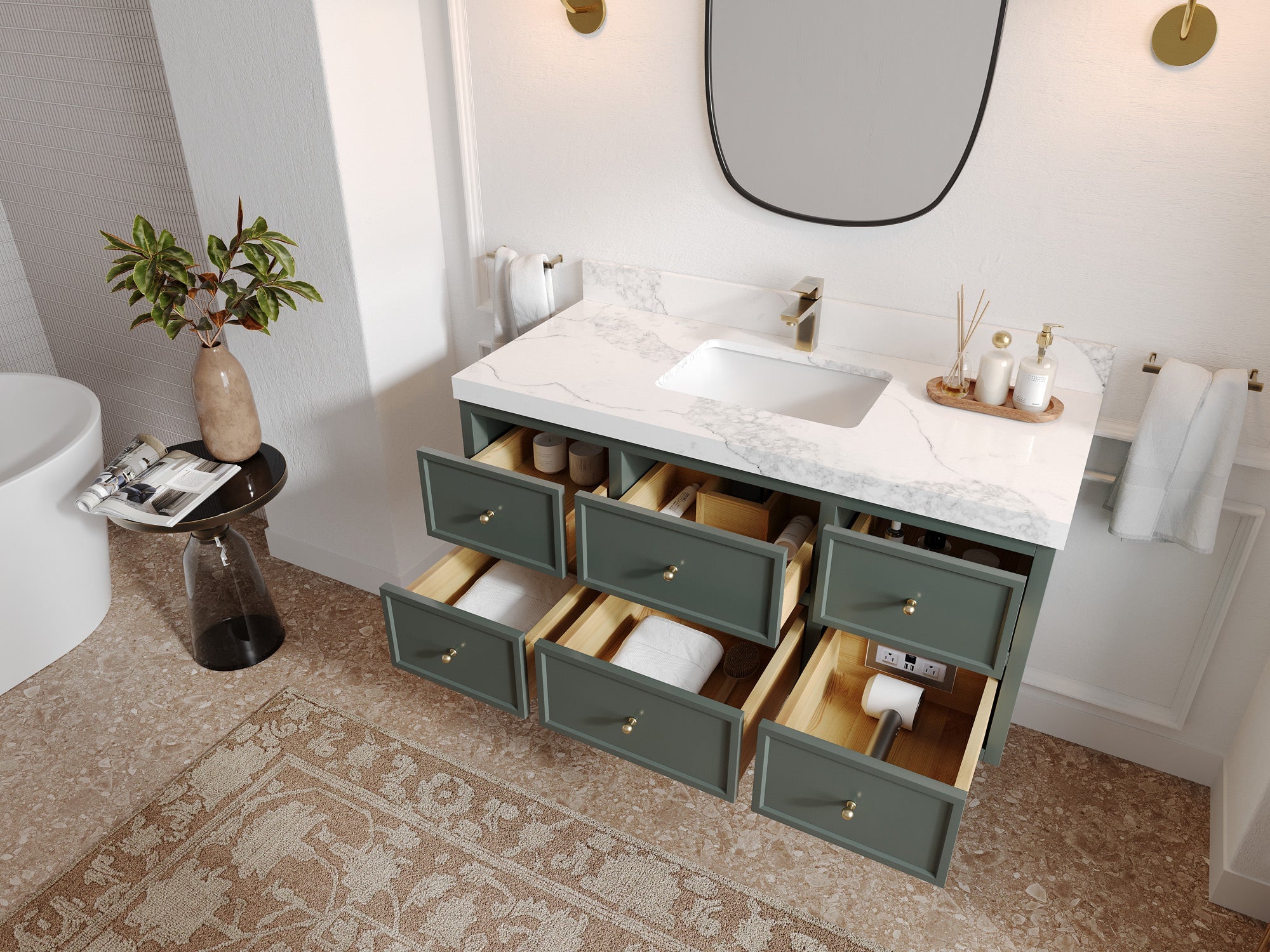 Roswell Floating 48 in. W x 22 in. D Single Sink Bathroom Vanity - Willow Bath and Vanity