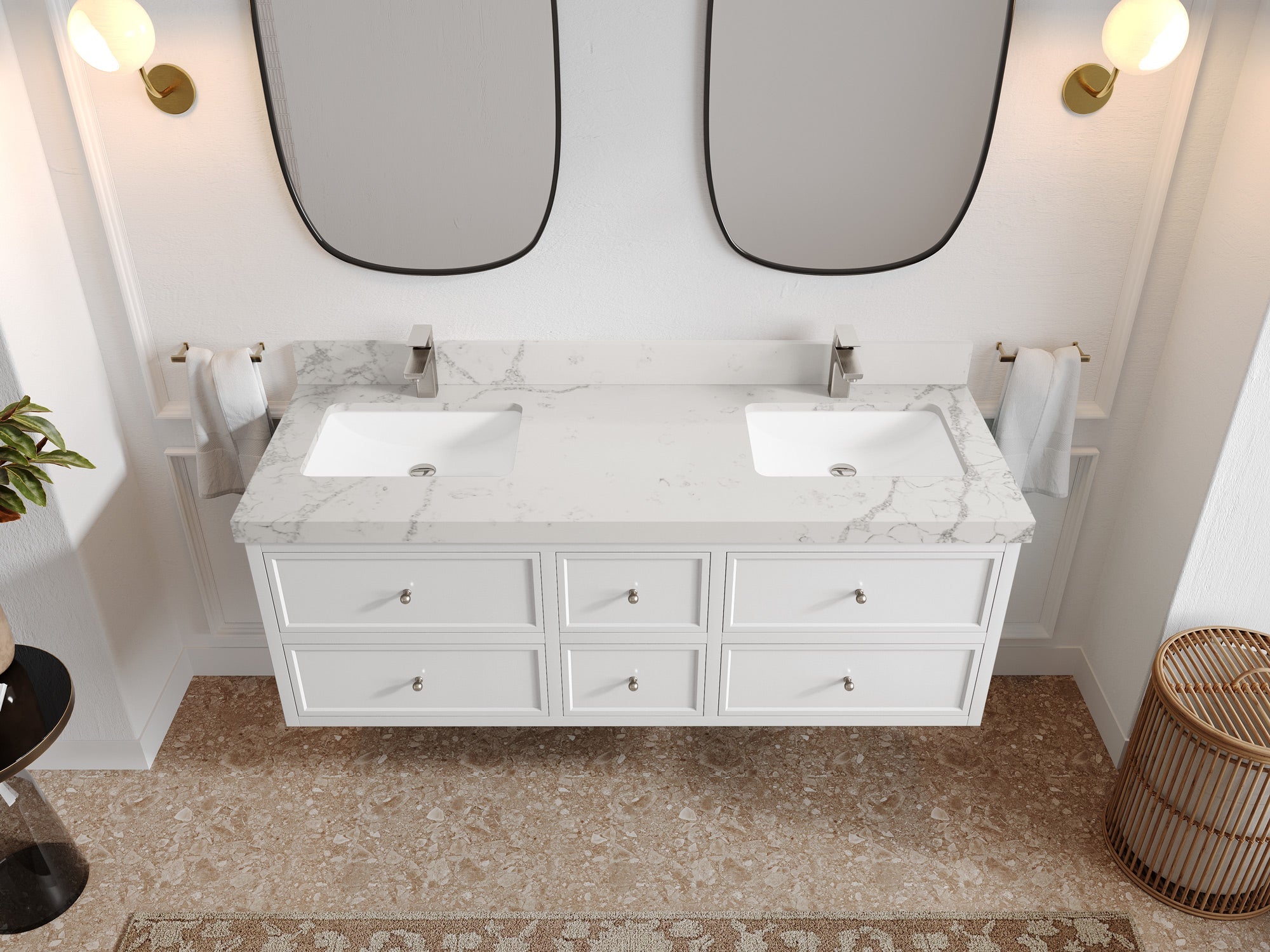 Roswell Floating 60 in. W x 22 in. D Double Sink Bathroom Vanity - Willow Bath and Vanity