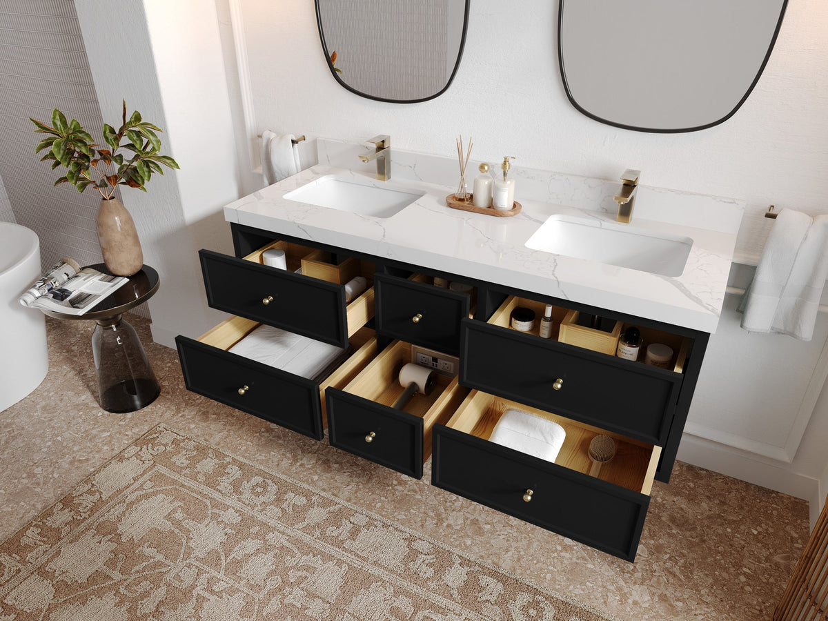 Roswell Floating 60 in. W x 22 in. D Double Sink Bathroom Vanity - Willow Bath and Vanity