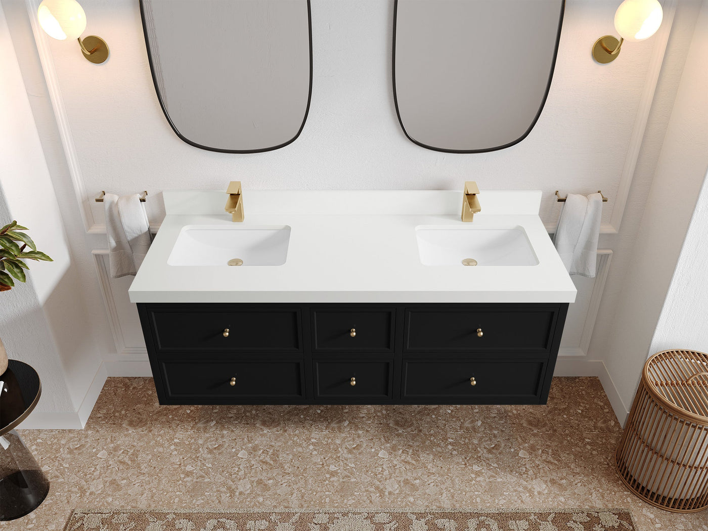 Roswell Floating 60 in. W x 22 in. D Double Sink Bathroom Vanity