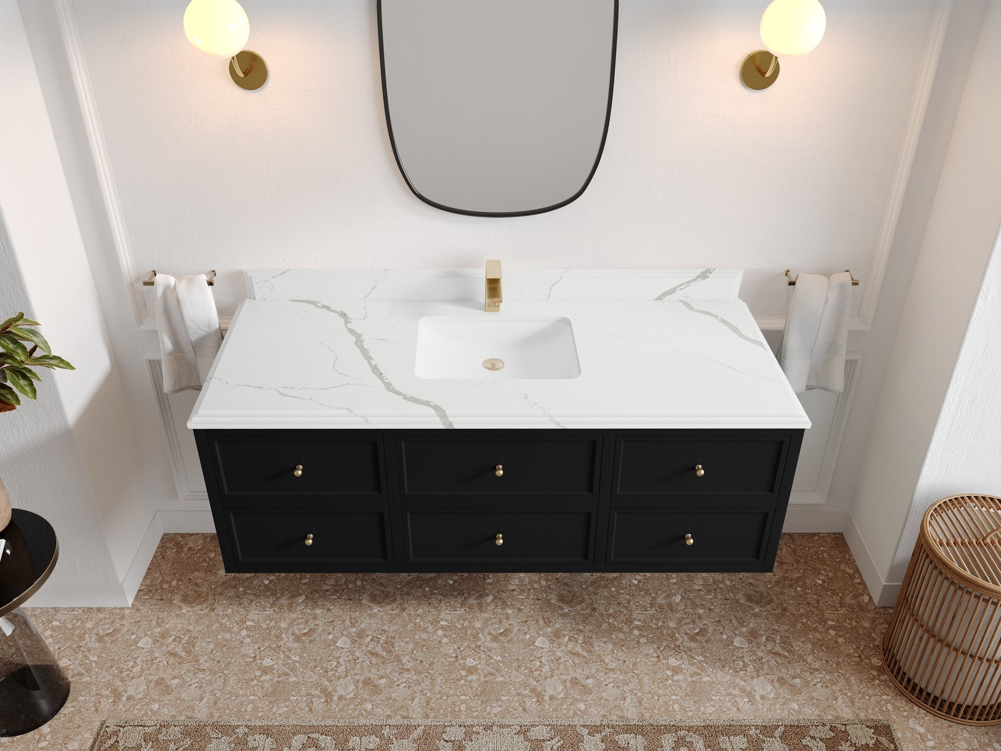 Roswell Floating 60 in. W x 22 in. D Single Sink Bathroom Vanity - Willow Bath and Vanity