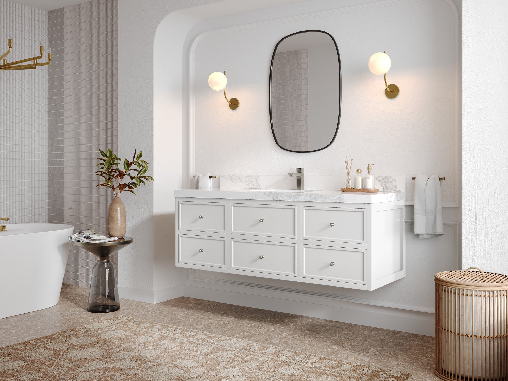 Roswell Floating 60 in. W x 22 in. D Single Sink Bathroom Vanity - Willow Bath and Vanity