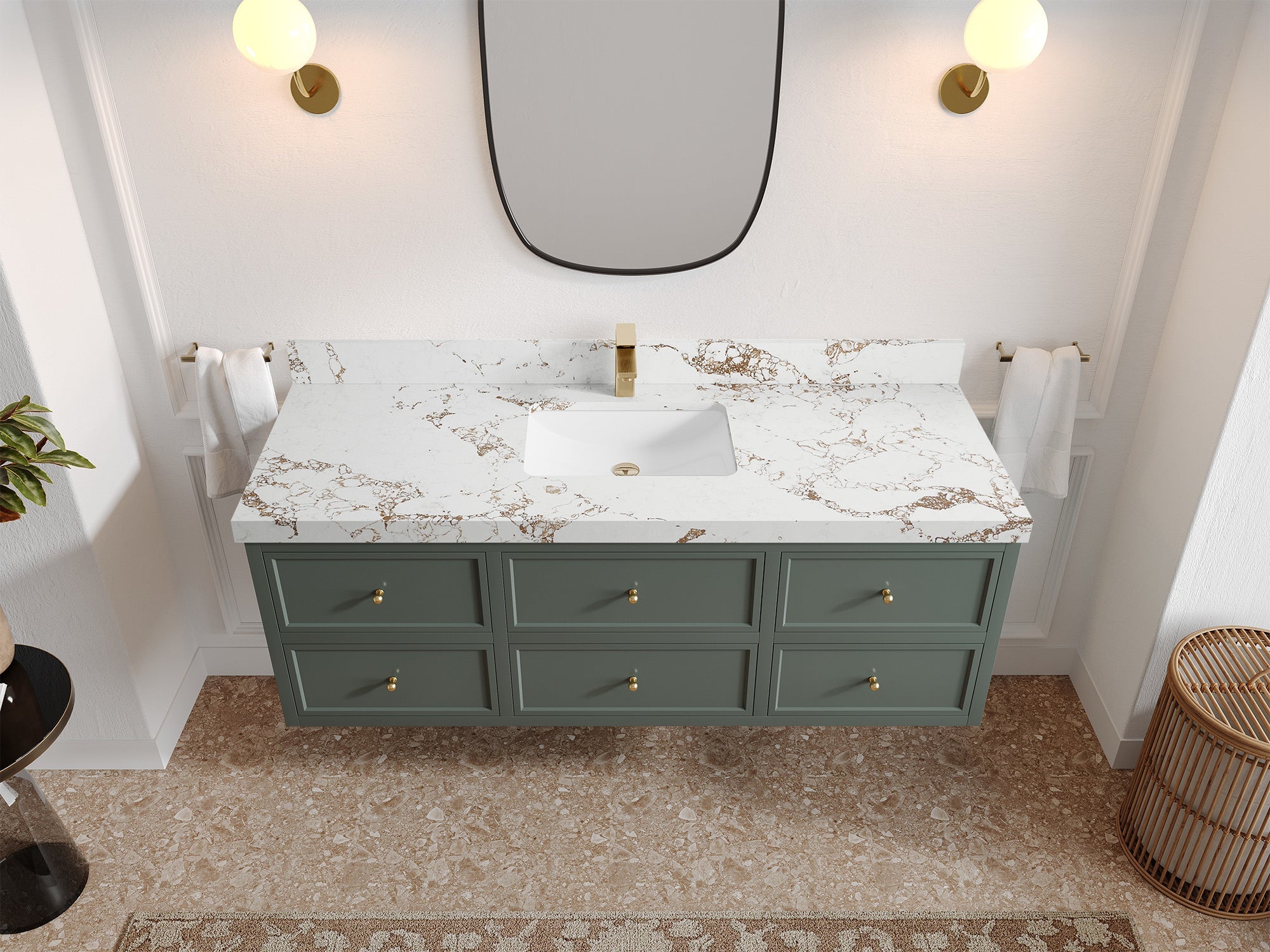 Roswell Floating 60 in. W x 22 in. D Single Sink Bathroom Vanity - Willow Bath and Vanity