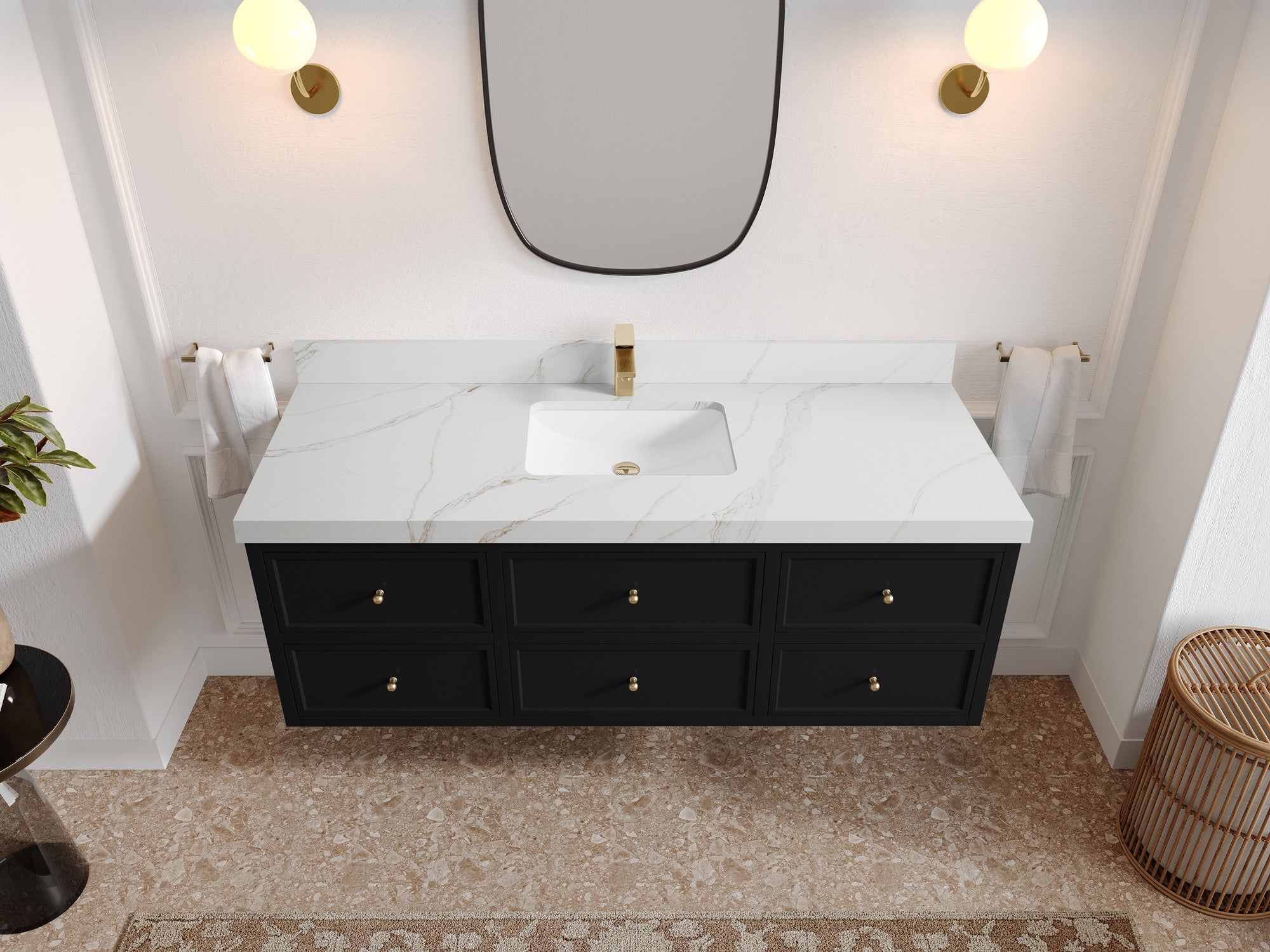 Roswell Floating 60 in. W x 22 in. D Single Sink Bathroom Vanity - Willow Bath and Vanity