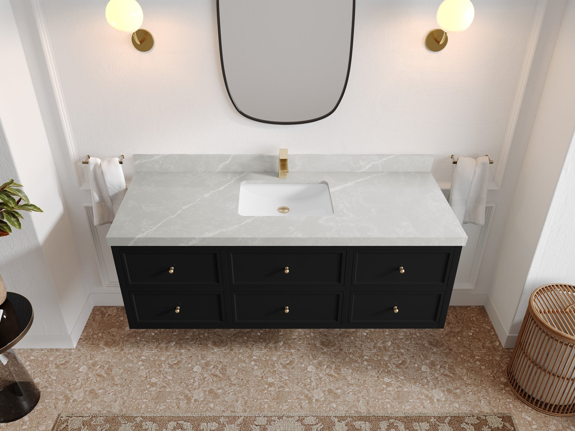 Roswell Floating 60 in. W x 22 in. D Single Sink Bathroom Vanity - Willow Bath and Vanity