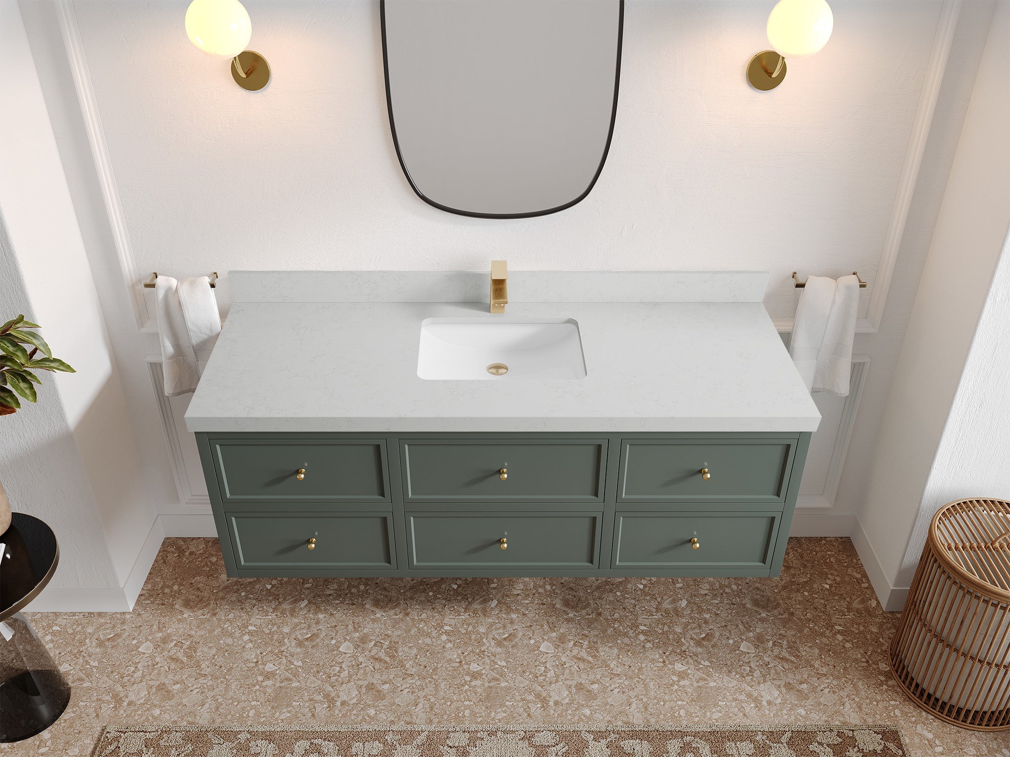 Roswell Floating 60 in. W x 22 in. D Single Sink Bathroom Vanity - Willow Bath and Vanity
