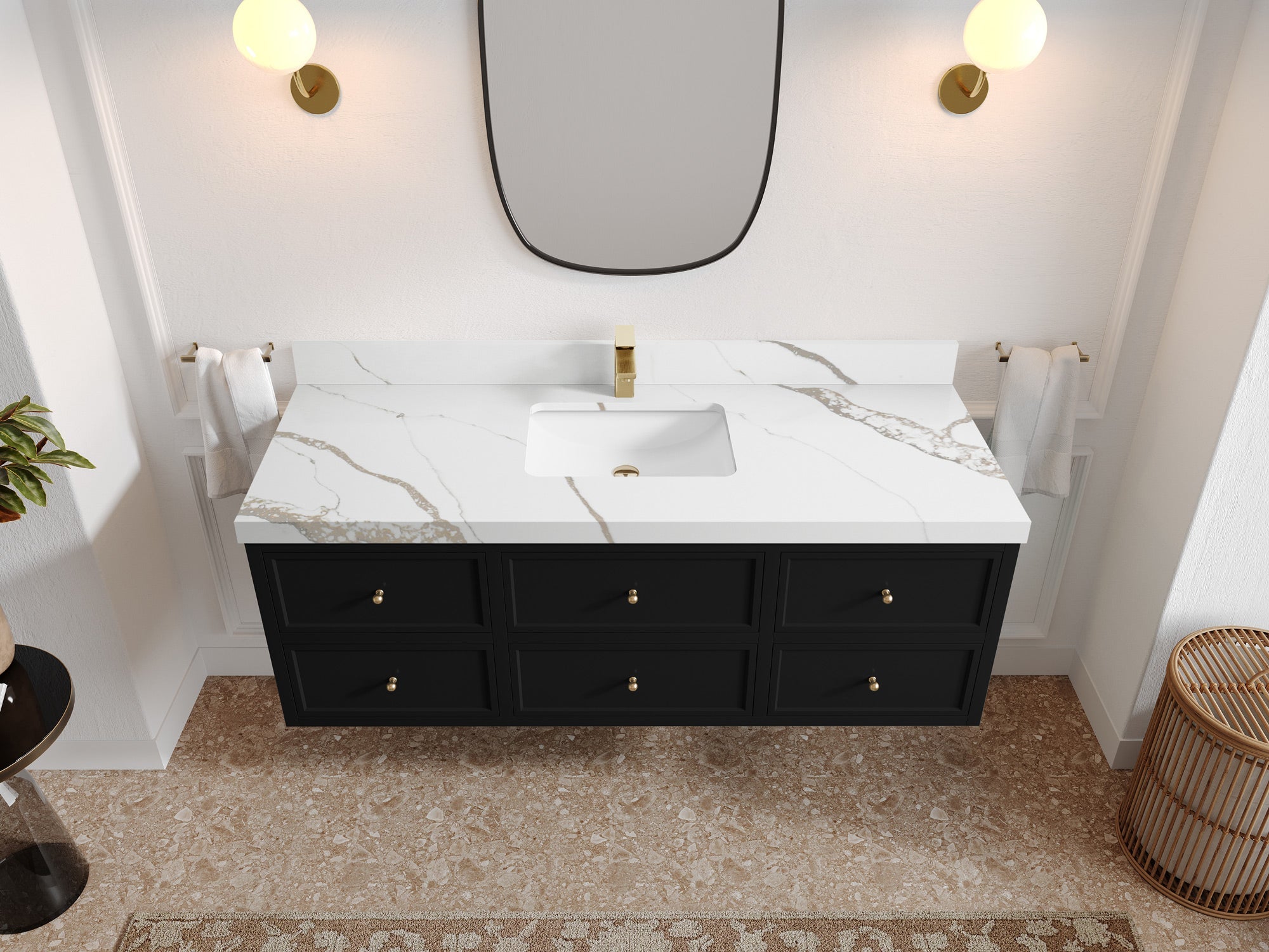Roswell Floating 60 in. W x 22 in. D Single Sink Bathroom Vanity - Willow Bath and Vanity