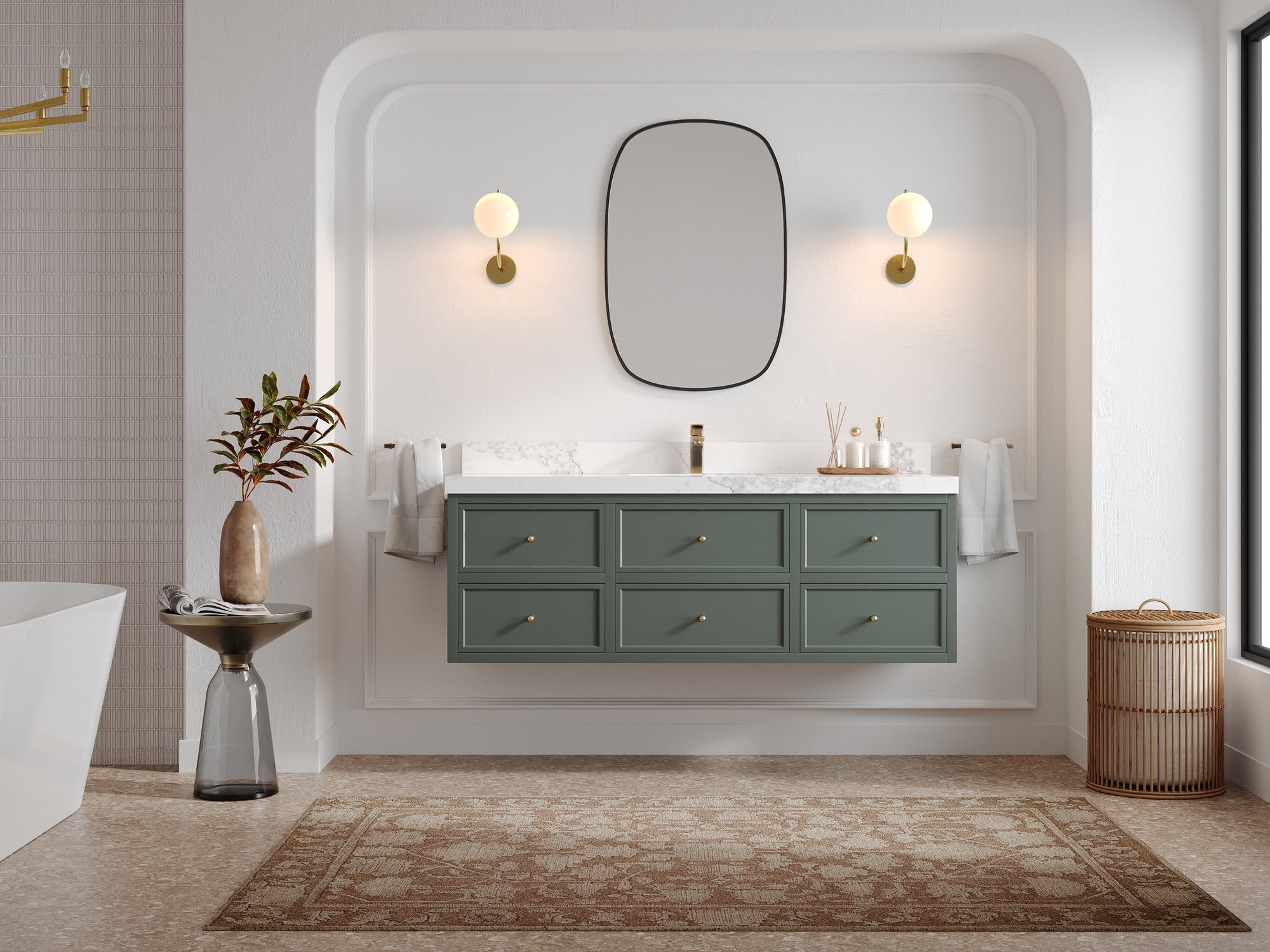 Roswell Floating 60 in. W x 22 in. D Single Sink Bathroom Vanity - Willow Bath and Vanity
