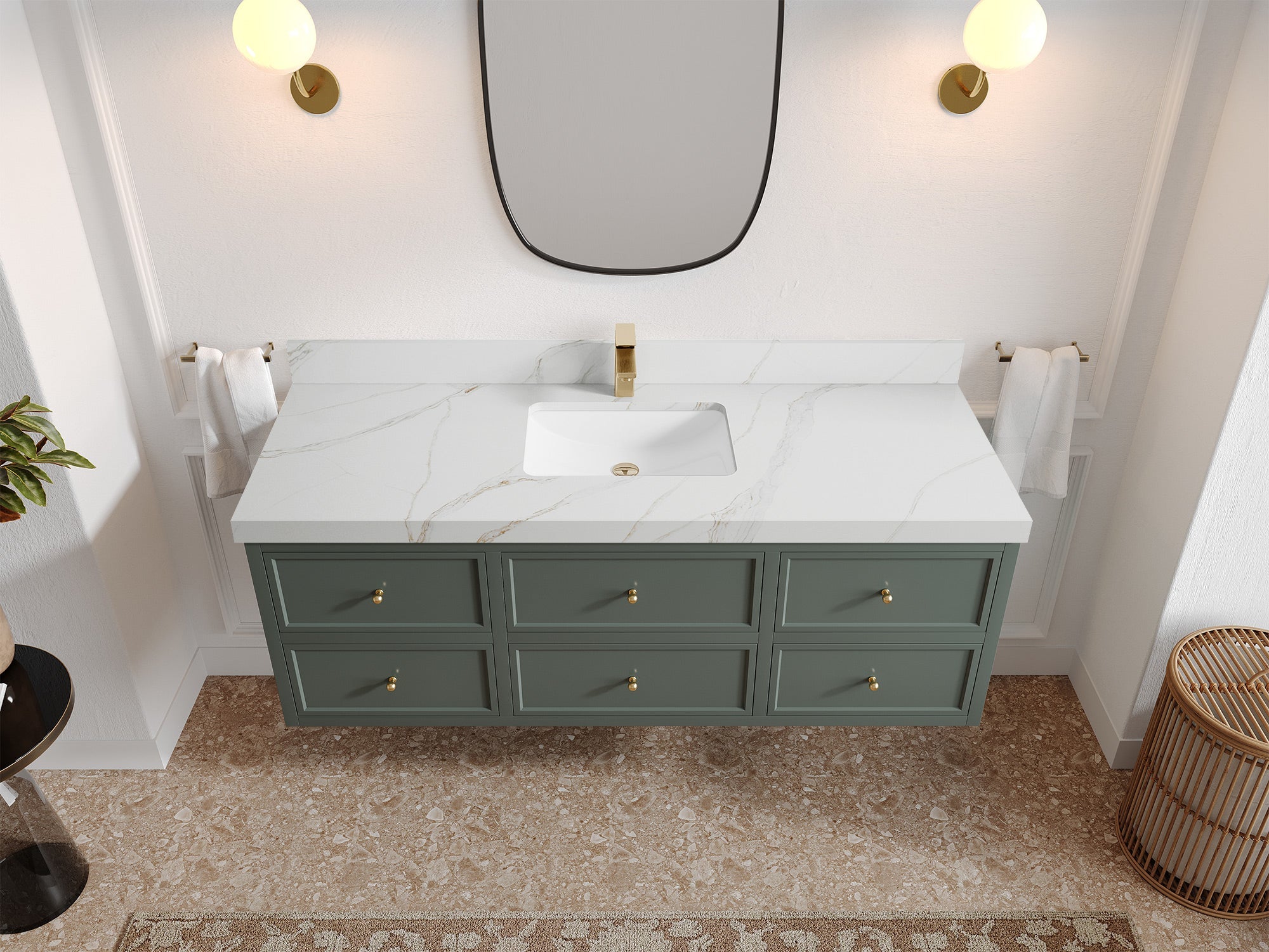 Roswell Floating 60 in. W x 22 in. D Single Sink Bathroom Vanity - Willow Bath and Vanity