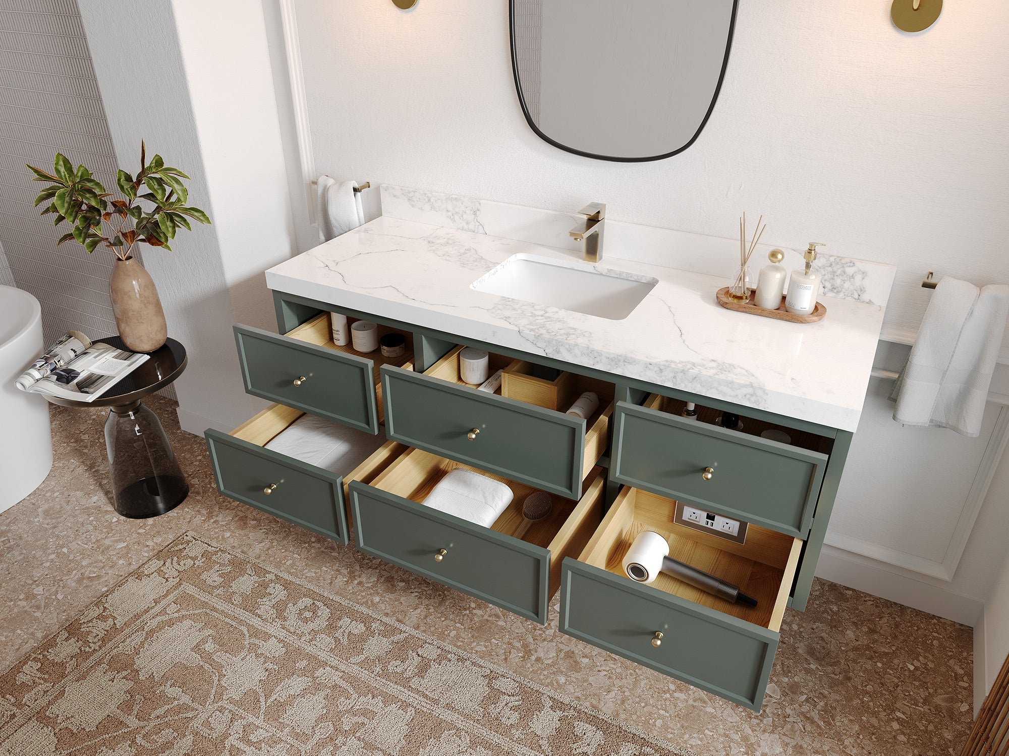 Roswell Floating 60 in. W x 22 in. D Single Sink Bathroom Vanity - Willow Bath and Vanity