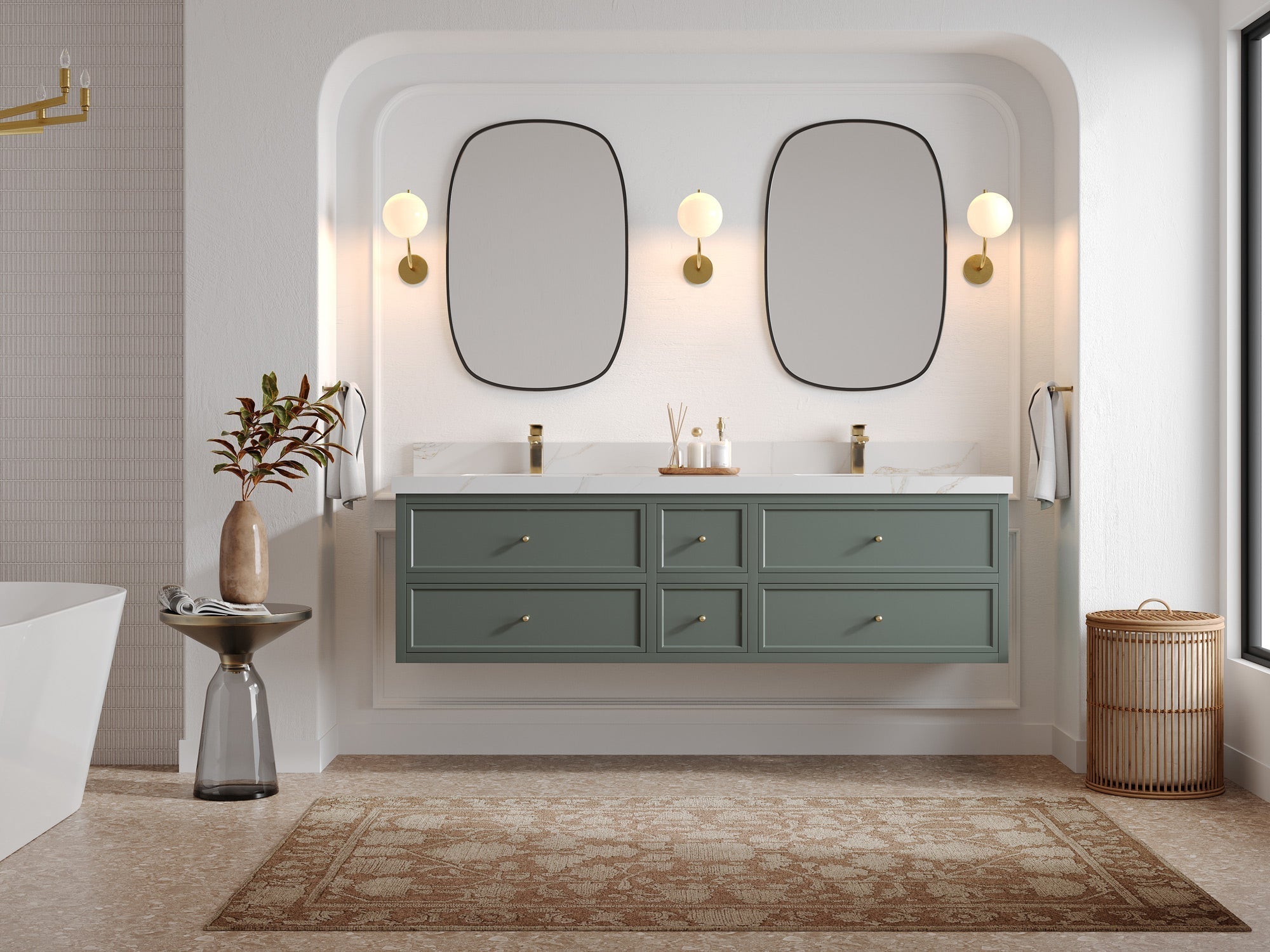 Roswell Floating 72 in. W x 22 in. D Double Sink Bathroom Vanity - Willow Bath and Vanity