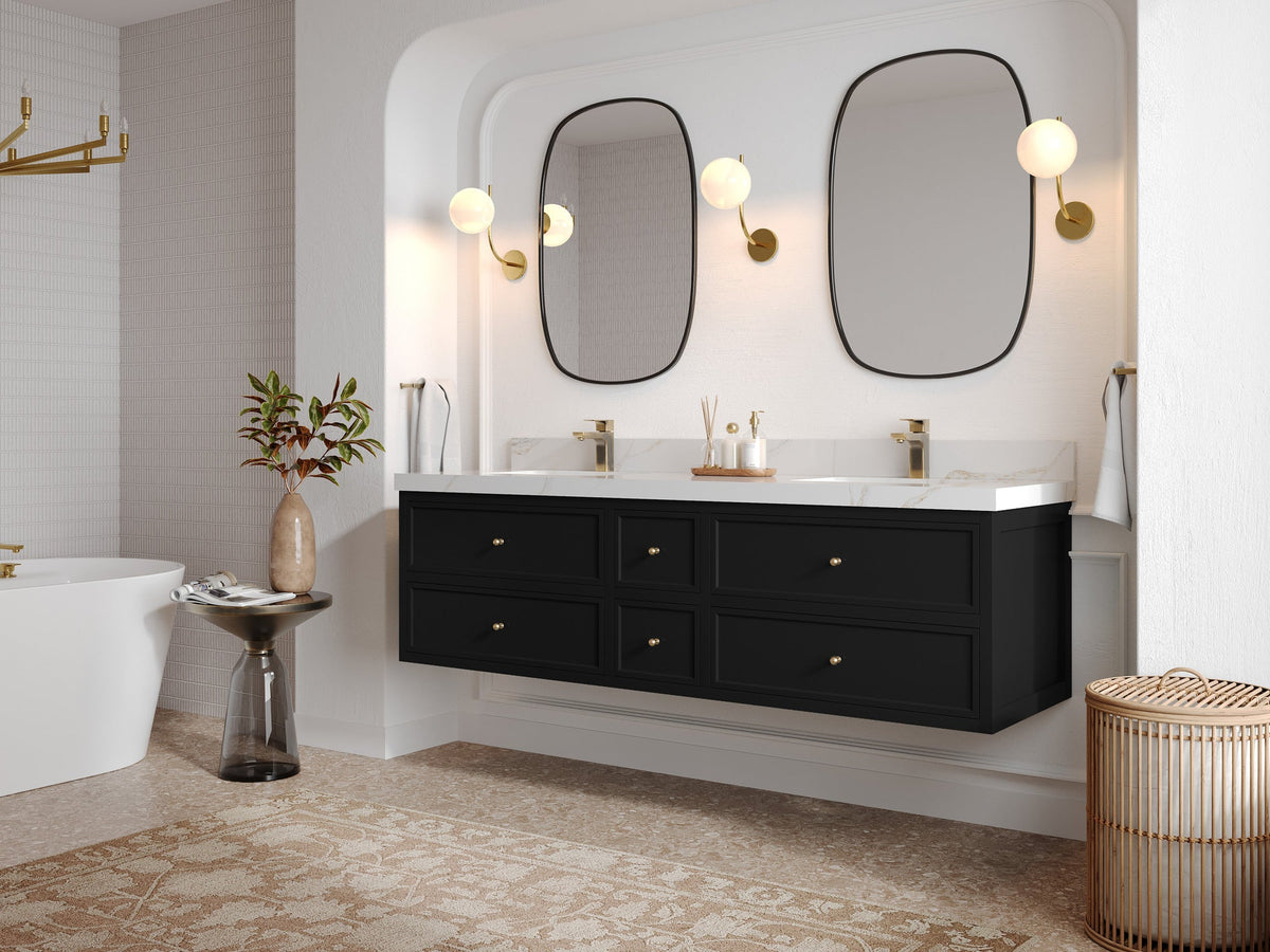 Roswell Floating 72 in. W x 22 in. D Double Sink Bathroom Vanity - Willow Bath and Vanity