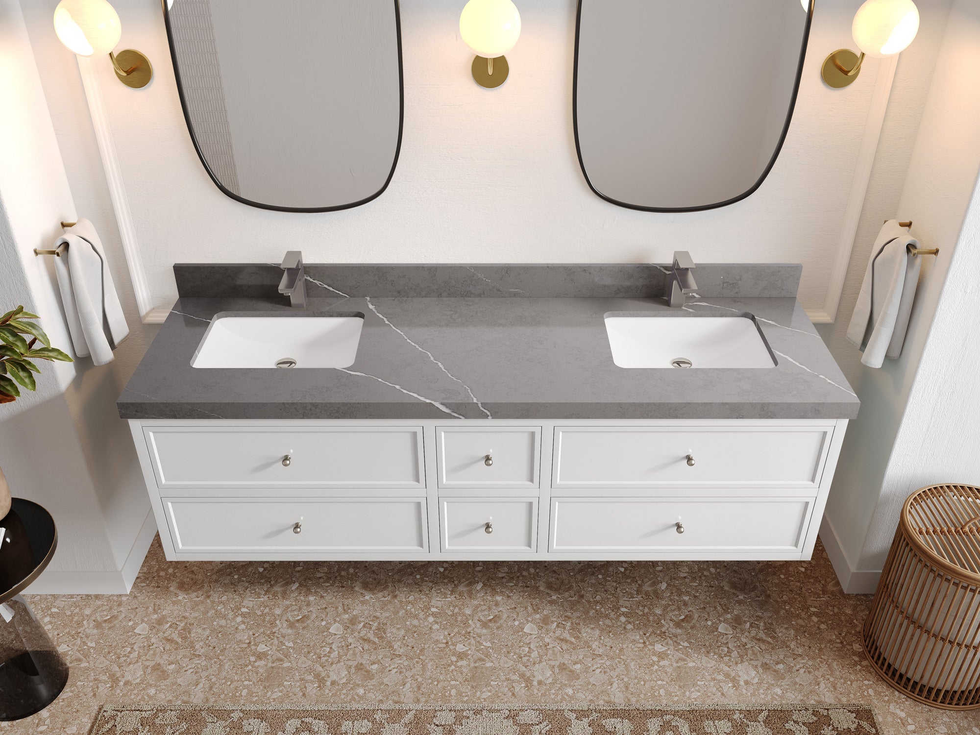 Roswell Floating 72 in. W x 22 in. D Double Sink Bathroom Vanity - Willow Bath and Vanity