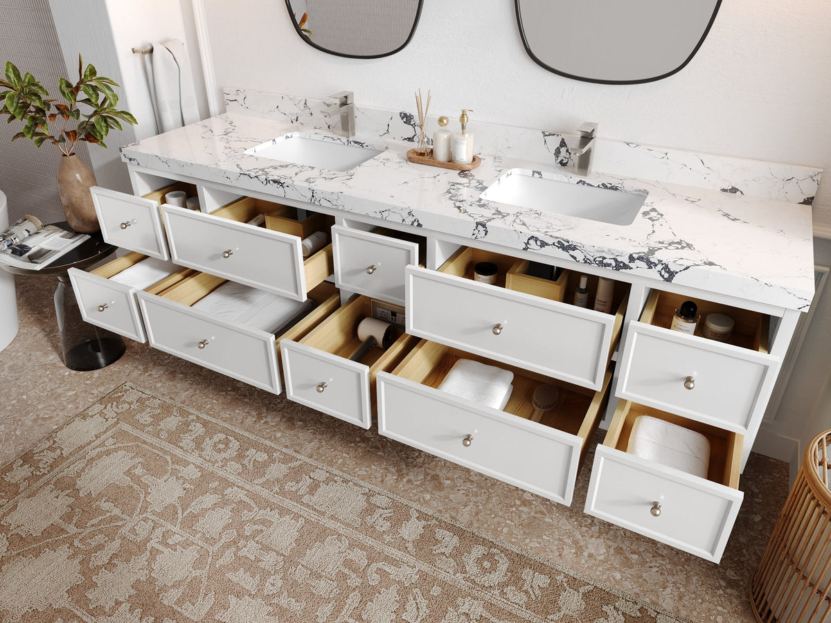 Roswell Floating 84 in. W x 22 in. D Double Sink Bathroom Vanity - Willow Bath and Vanity
