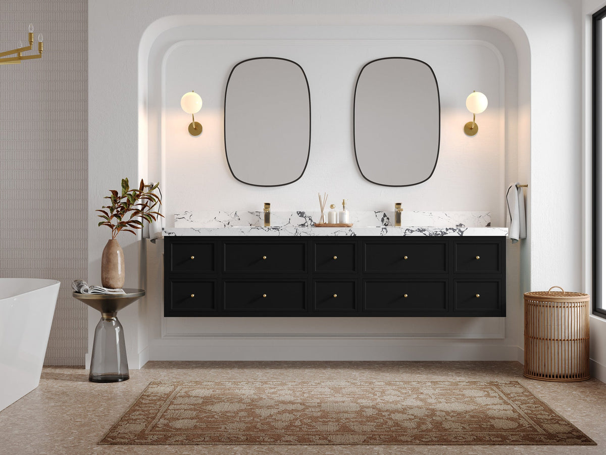 Roswell Floating 84 in. W x 22 in. D Double Sink Bathroom Vanity - Willow Bath and Vanity