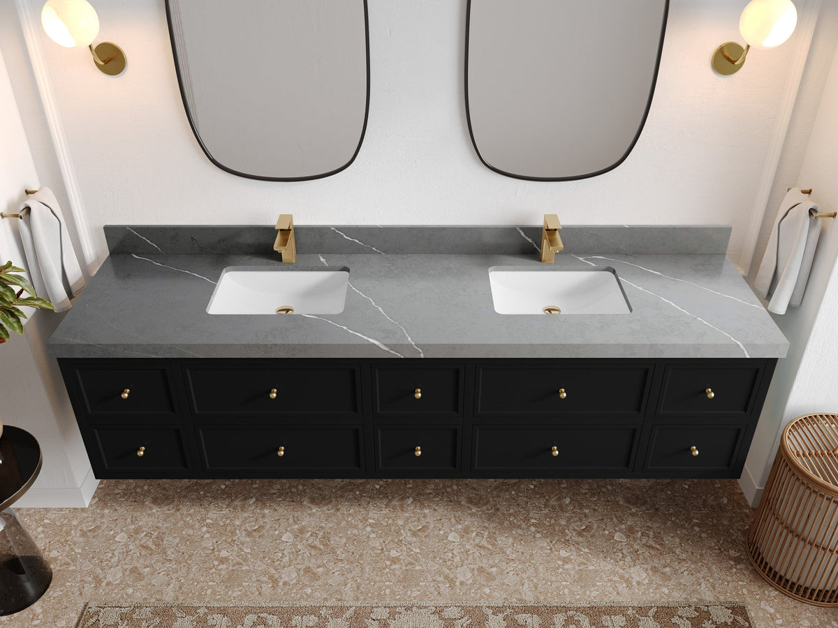 Roswell Floating 84 in. W x 22 in. D Double Sink Bathroom Vanity - Willow Bath and Vanity