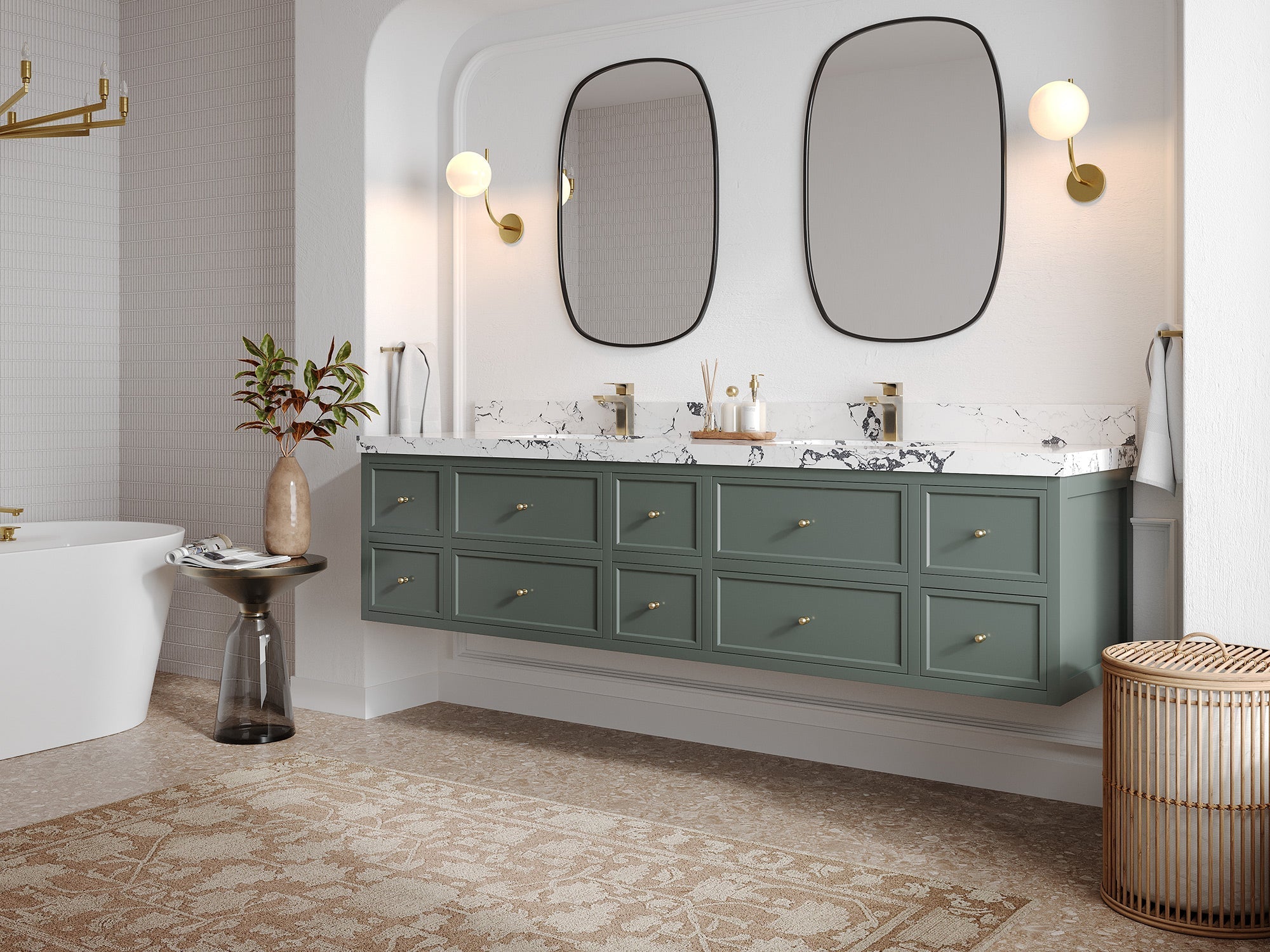 Roswell Floating 84 in. W x 22 in. D Double Sink Bathroom Vanity - Willow Bath and Vanity