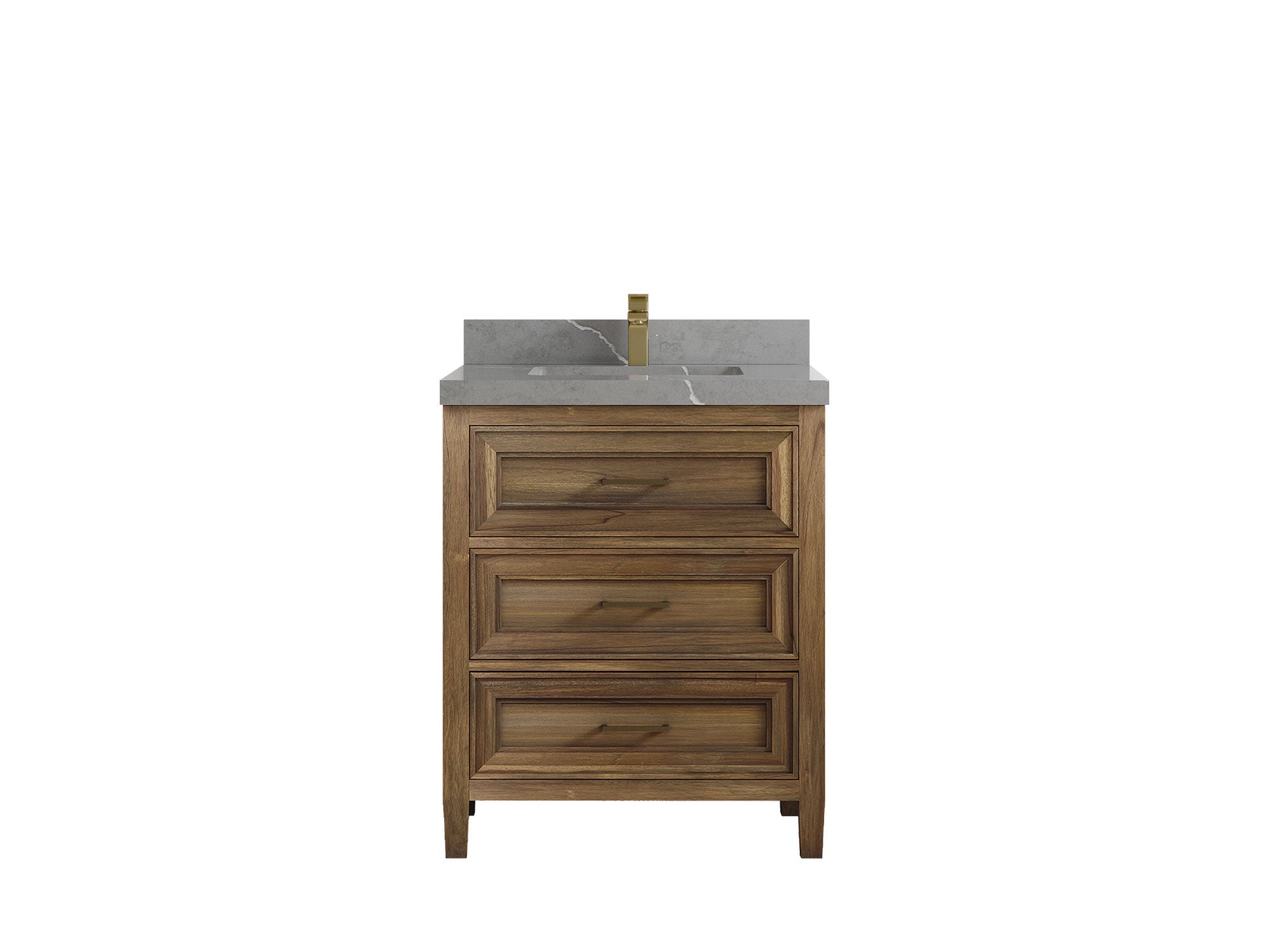 Santa Monica Teak Wood 30 in. W x 22 in. D Single Sink Bathroom Vanity - Willow Bath and Vanity