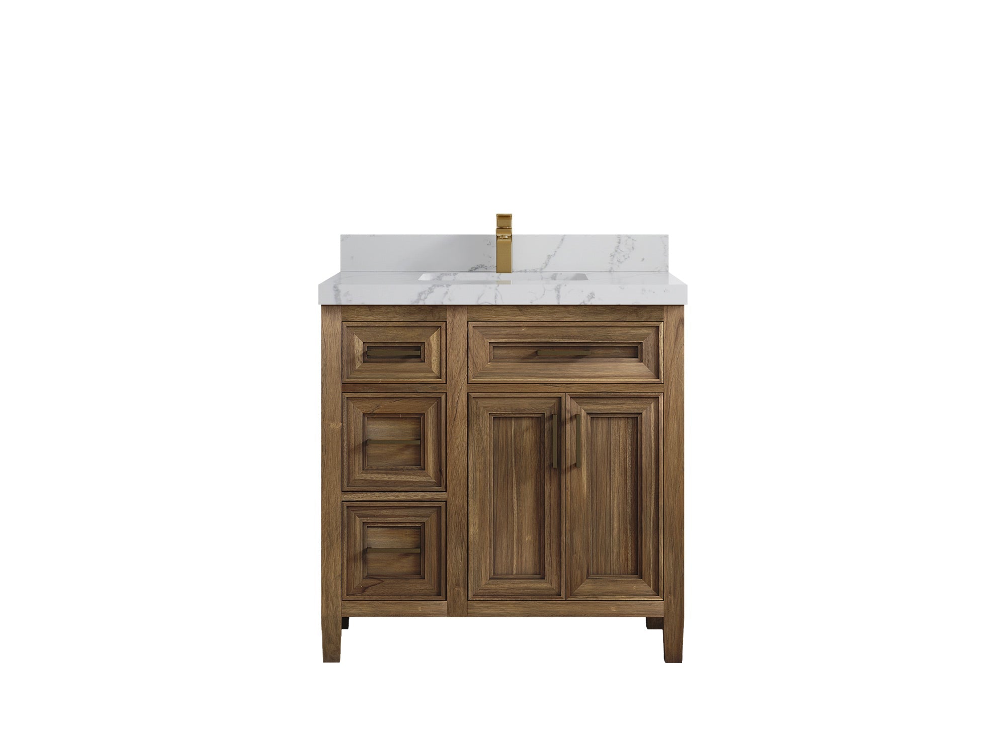 Santa Monica Teak Wood 36 in. W x 22 in. D Center Sink Bathroom Vanity - Willow Bath and Vanity