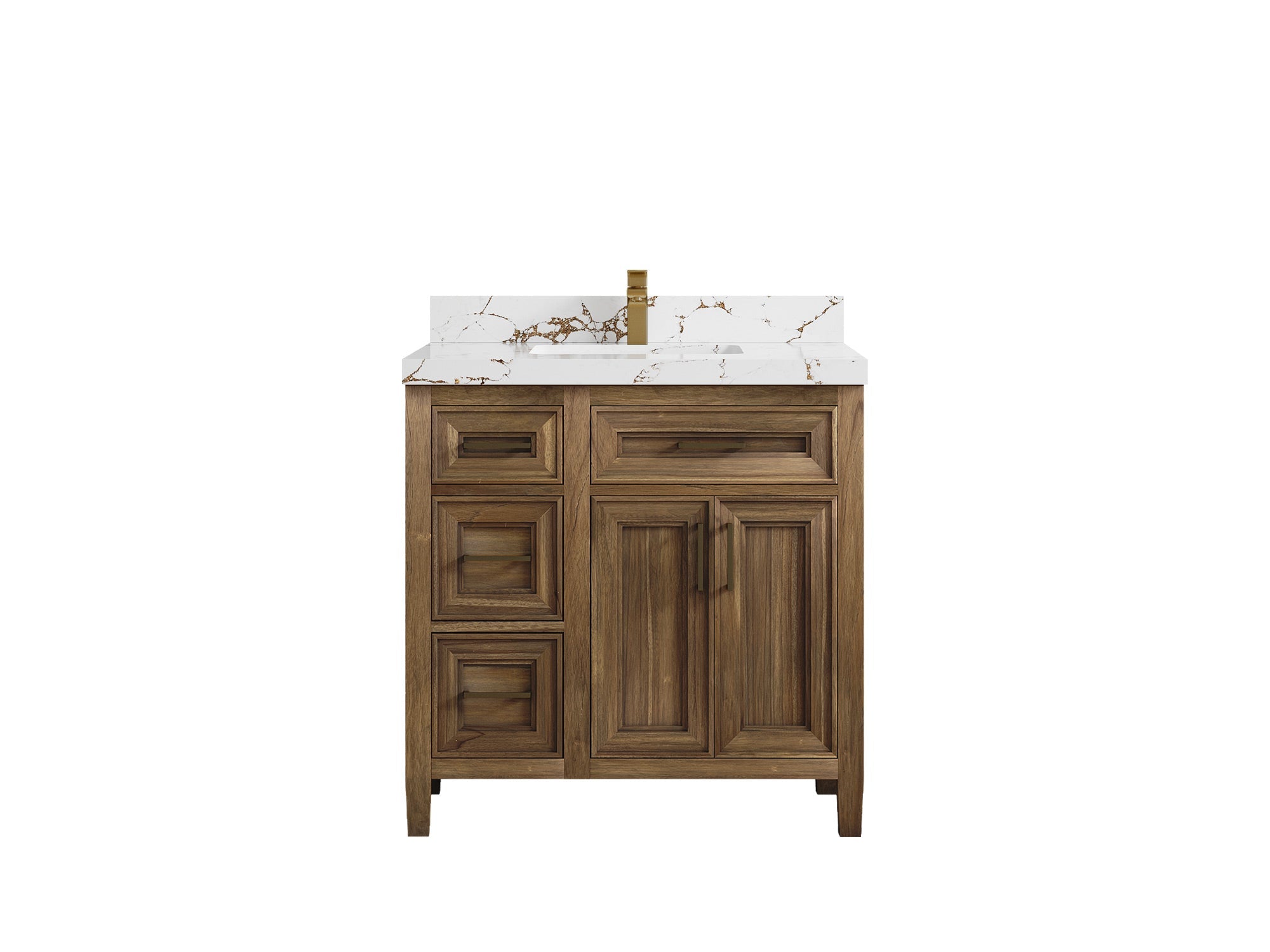 Santa Monica Teak Wood 36 in. W x 22 in. D Center Sink Bathroom Vanity - Willow Bath and Vanity