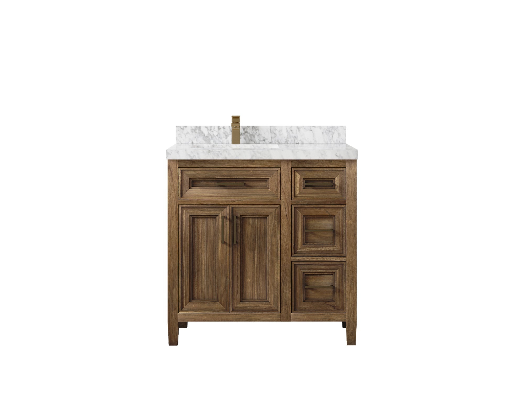 Santa Monica Teak Wood 36 in. W x 22 in. D Left Offset Sink Bathroom Vanity - Willow Bath and Vanity