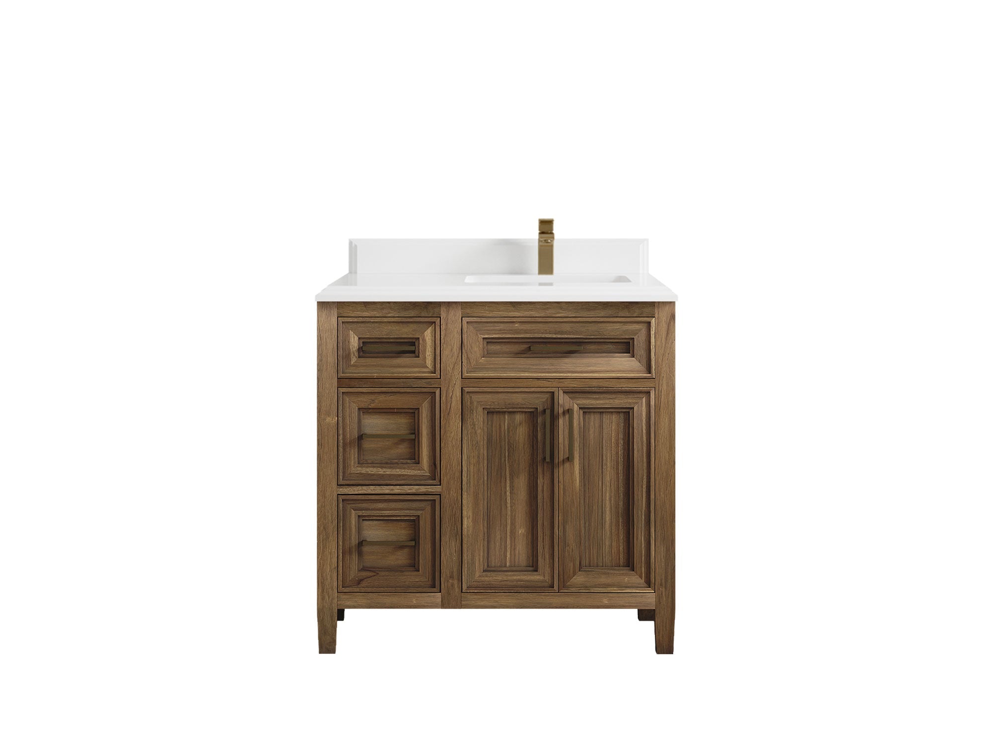 Santa Monica Teak Wood 36 in. W x 22 in. D Right Offset Sink Bathroom Vanity - Willow Bath and Vanity