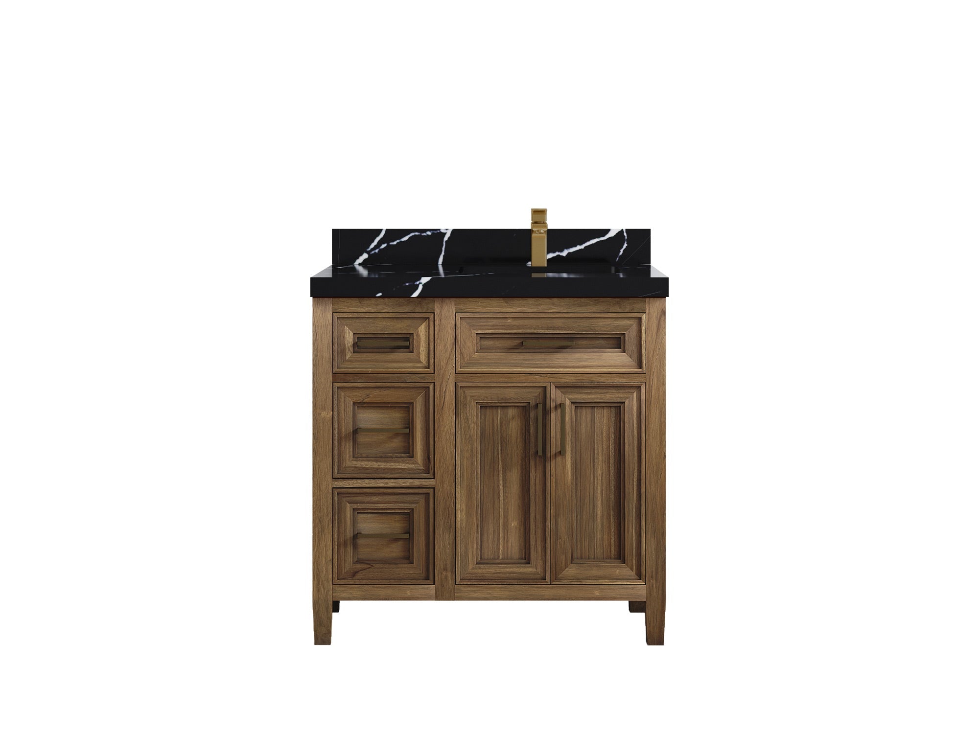 Santa Monica Teak Wood 36 in. W x 22 in. D Right Offset Sink Bathroom Vanity - Willow Bath and Vanity