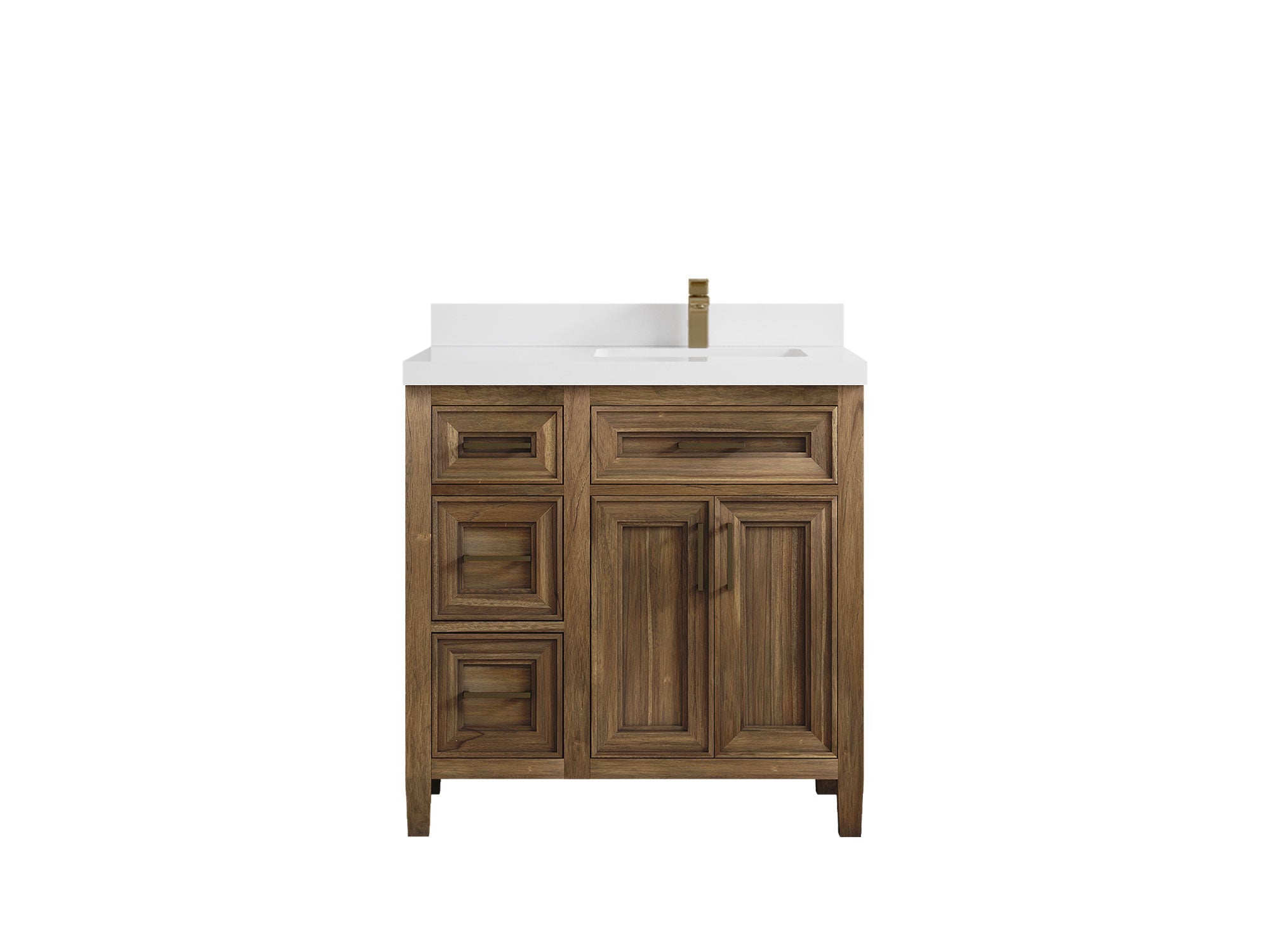 Santa Monica Teak Wood 36 in. W x 22 in. D Right Offset Sink Bathroom Vanity - Willow Bath and Vanity