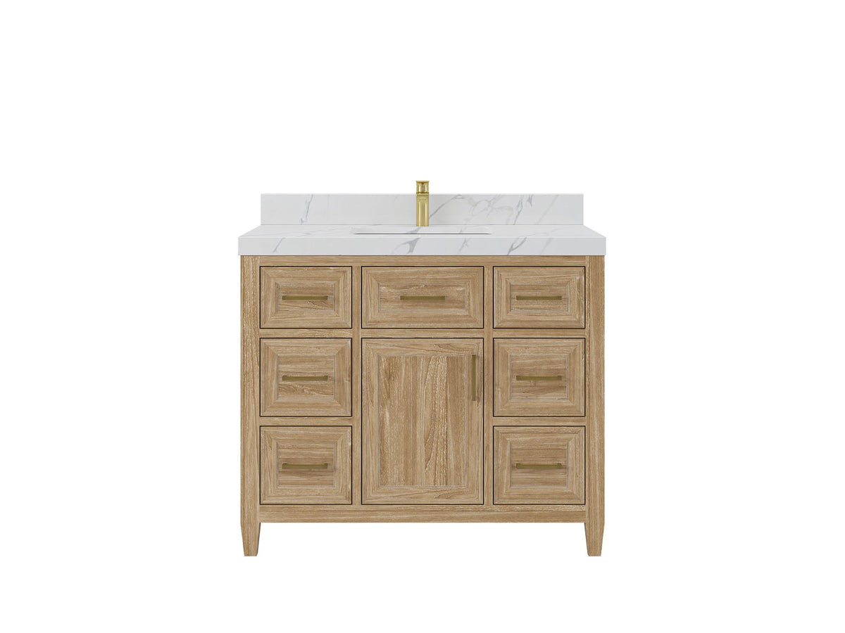 Santa Monica Teak Wood 42 in. W x 22 in. D Single Sink Bathroom Vanity - Willow Bath and Vanity