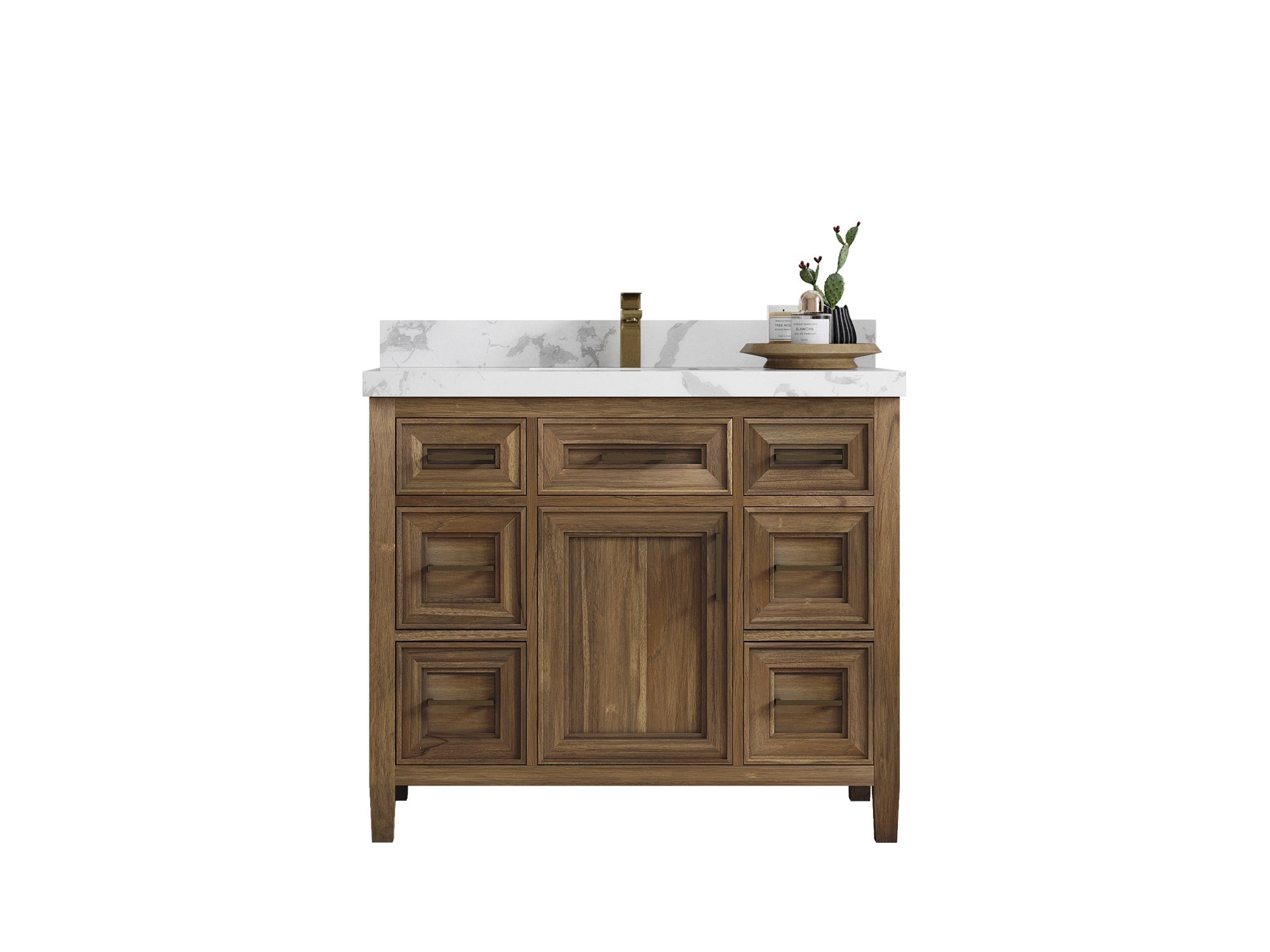 Santa Monica Teak Wood 42 in. W x 22 in. D Single Sink Bathroom Vanity - Willow Bath and Vanity