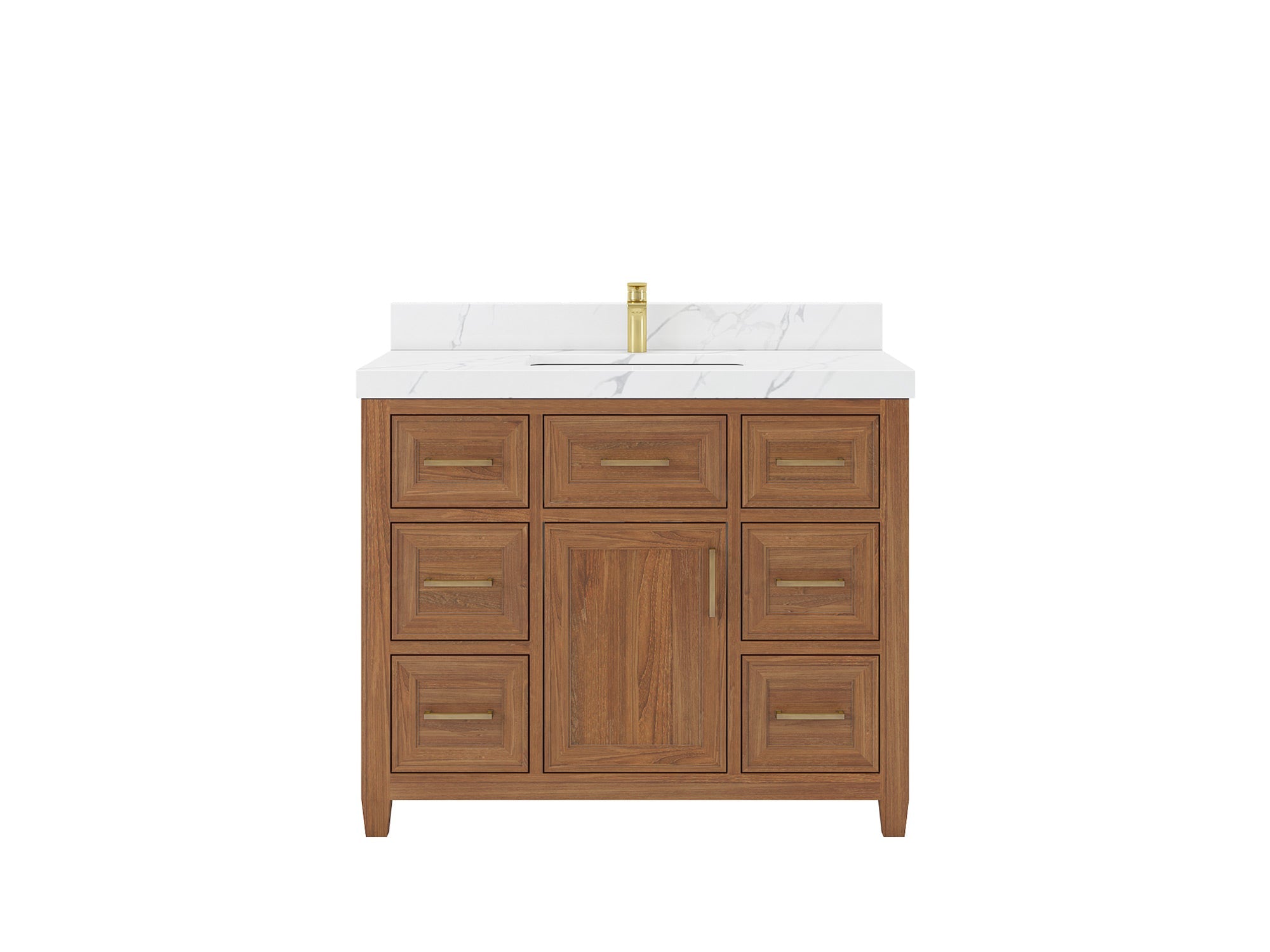 Santa Monica Teak Wood 42 in. W x 22 in. D Single Sink Bathroom Vanity - Willow Bath and Vanity