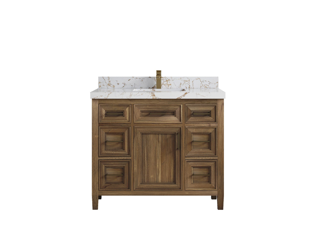 Santa Monica Teak Wood 42 in. W x 22 in. D Single Sink Bathroom Vanity - Willow Bath and Vanity