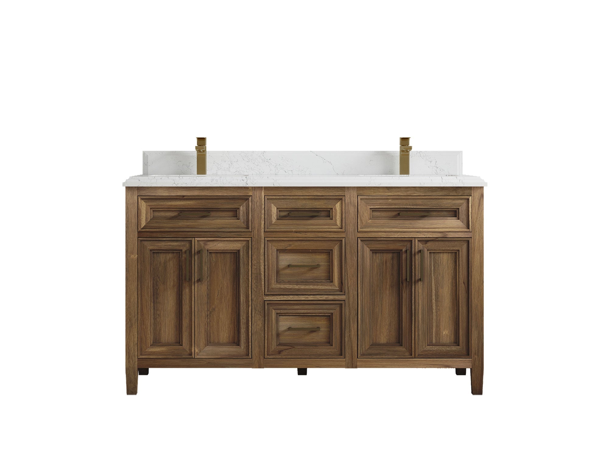 Santa Monica Teak Wood 60 in. W x 22 in. D Double Sink Bathroom Vanity - Willow Bath and Vanity
