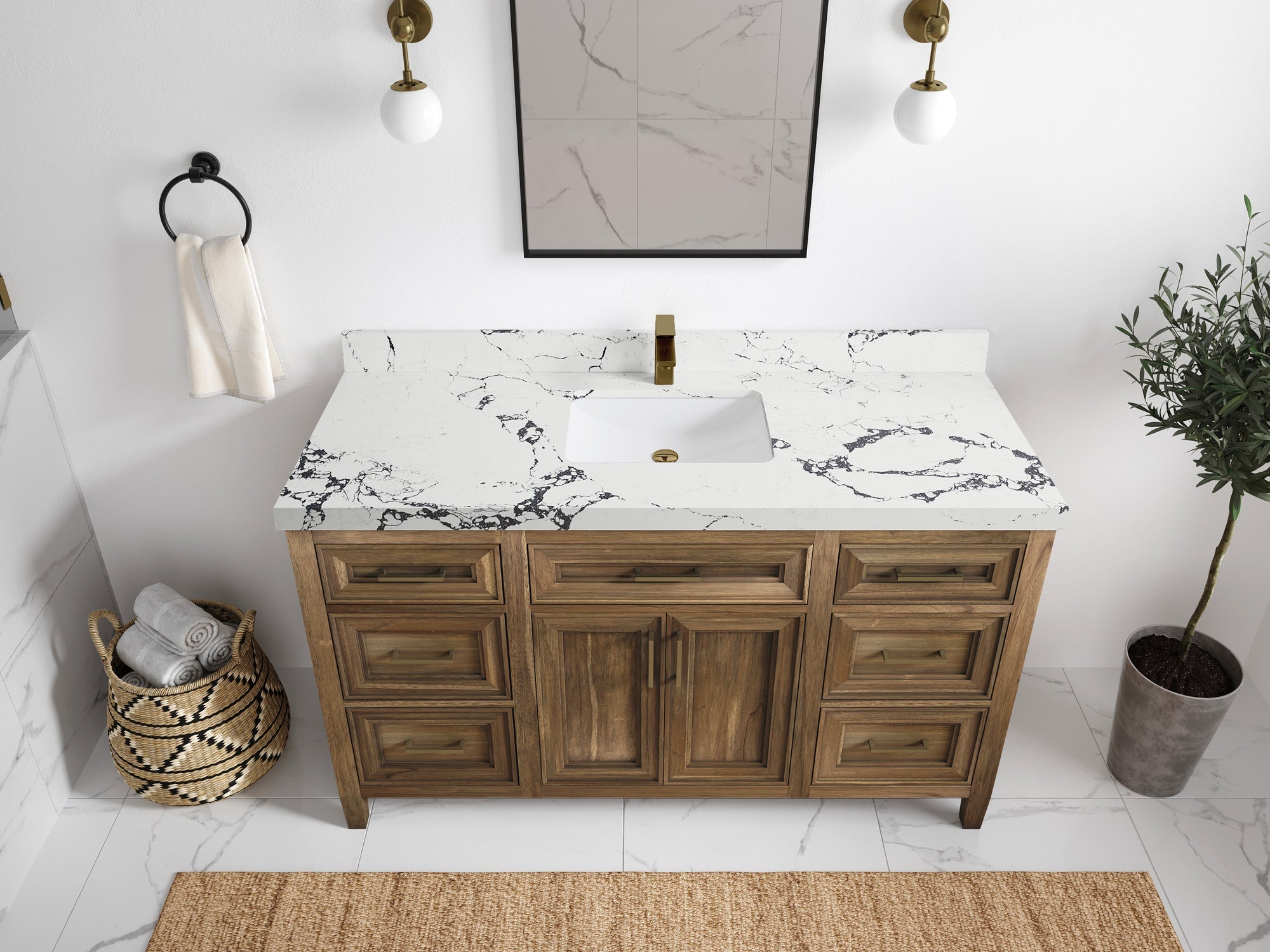 Santa Monica Teak Wood 60 in. W x 22 in. D Single Sink Bathroom Vanity - Willow Bath and Vanity