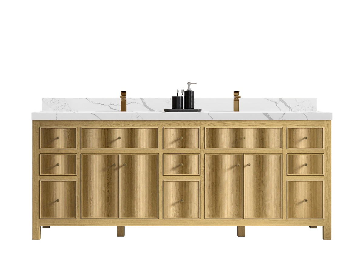 Sonoma White Oak 84 in. W x 22 in. D Double Sink Bathroom Vanity