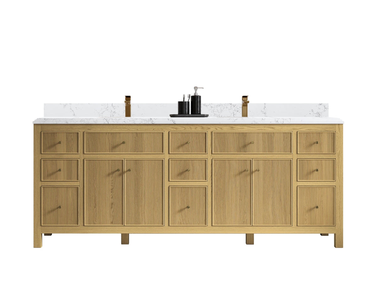Sonoma White Oak 84 in. W x 22 in. D Double Sink Bathroom Vanity